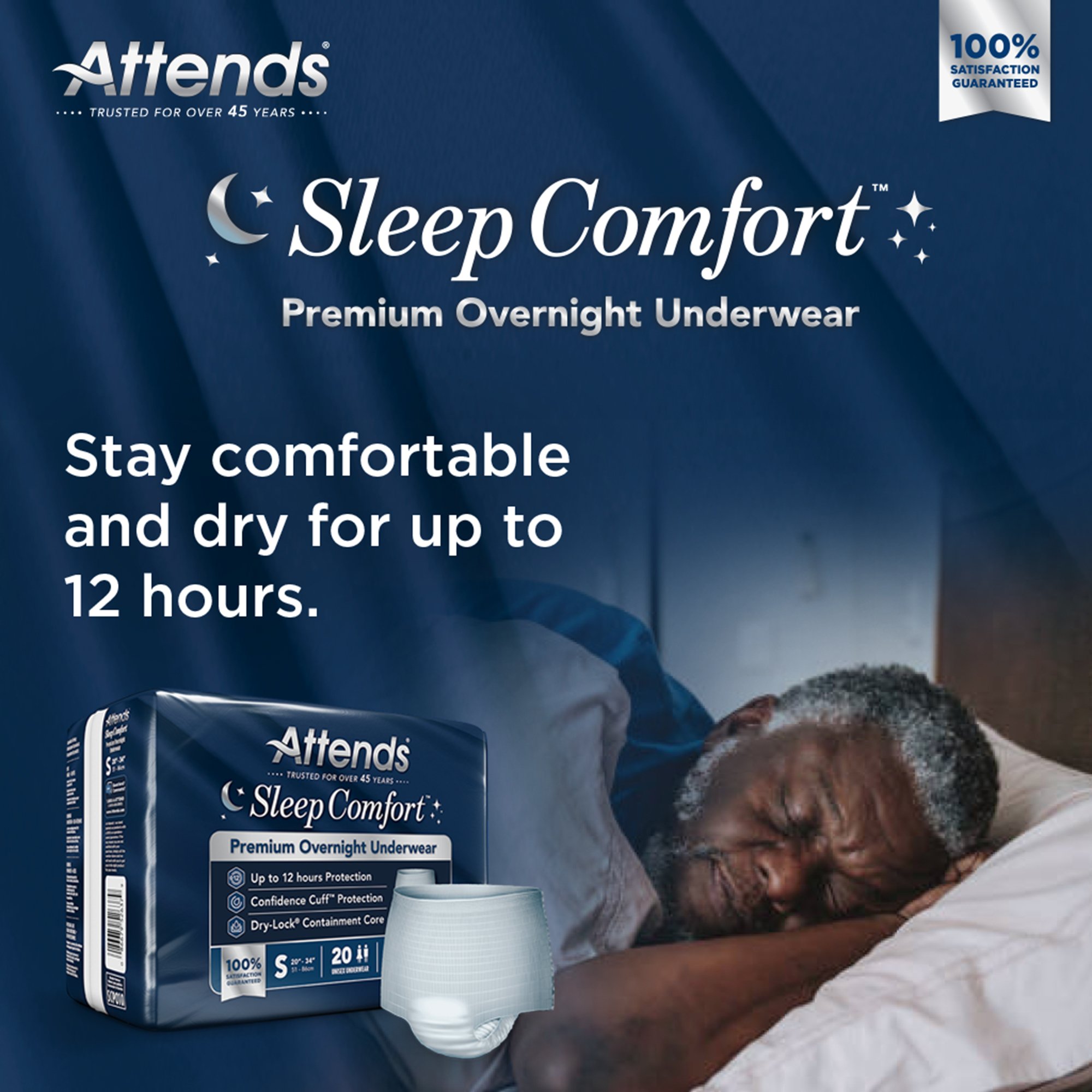 Attends® Sleep Comfort Premium Overnight Underwear, Small, 20 - 34 Inches - Image 9