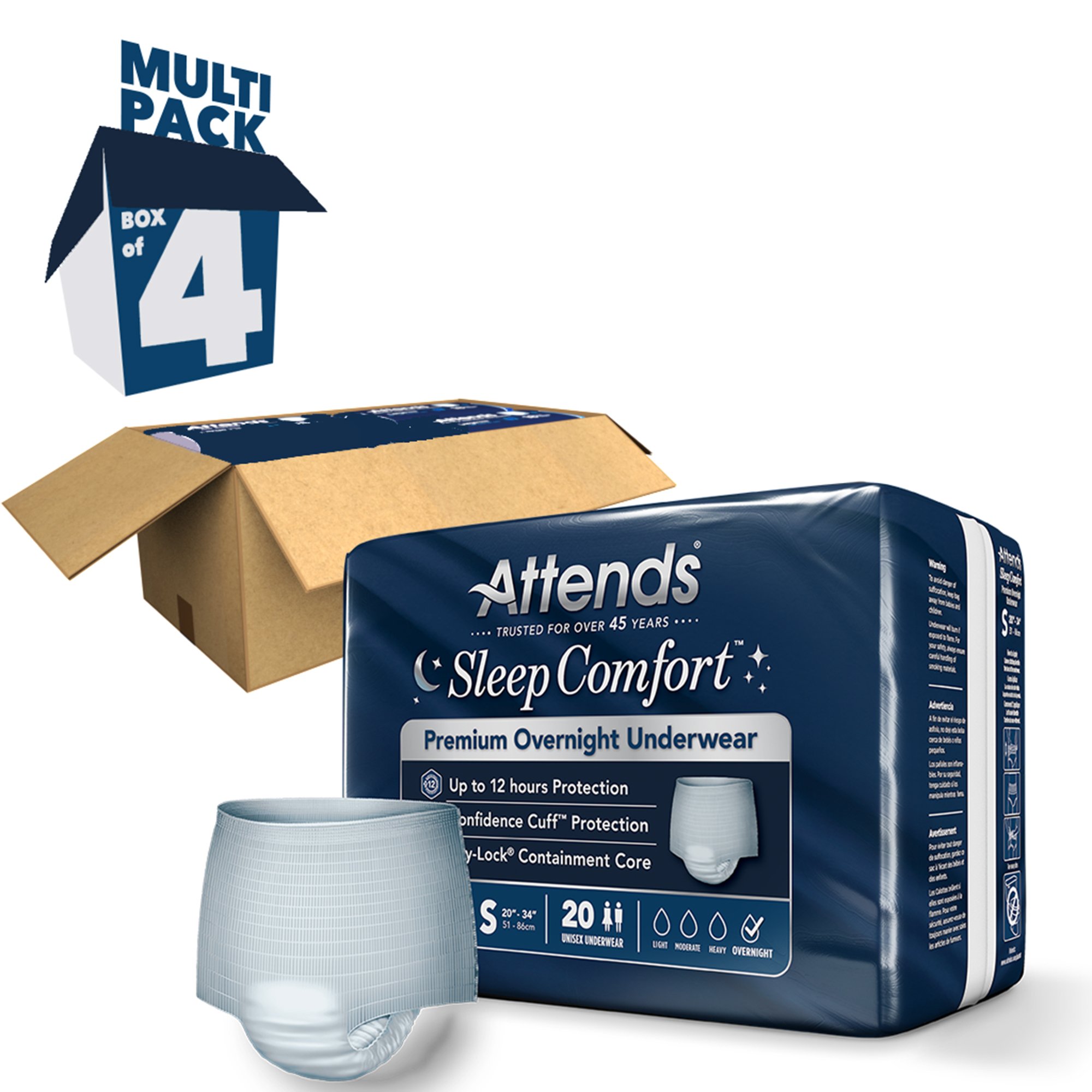 Attends® Sleep Comfort Premium Overnight Underwear, Small, 20 - 34 Inches - Image 10