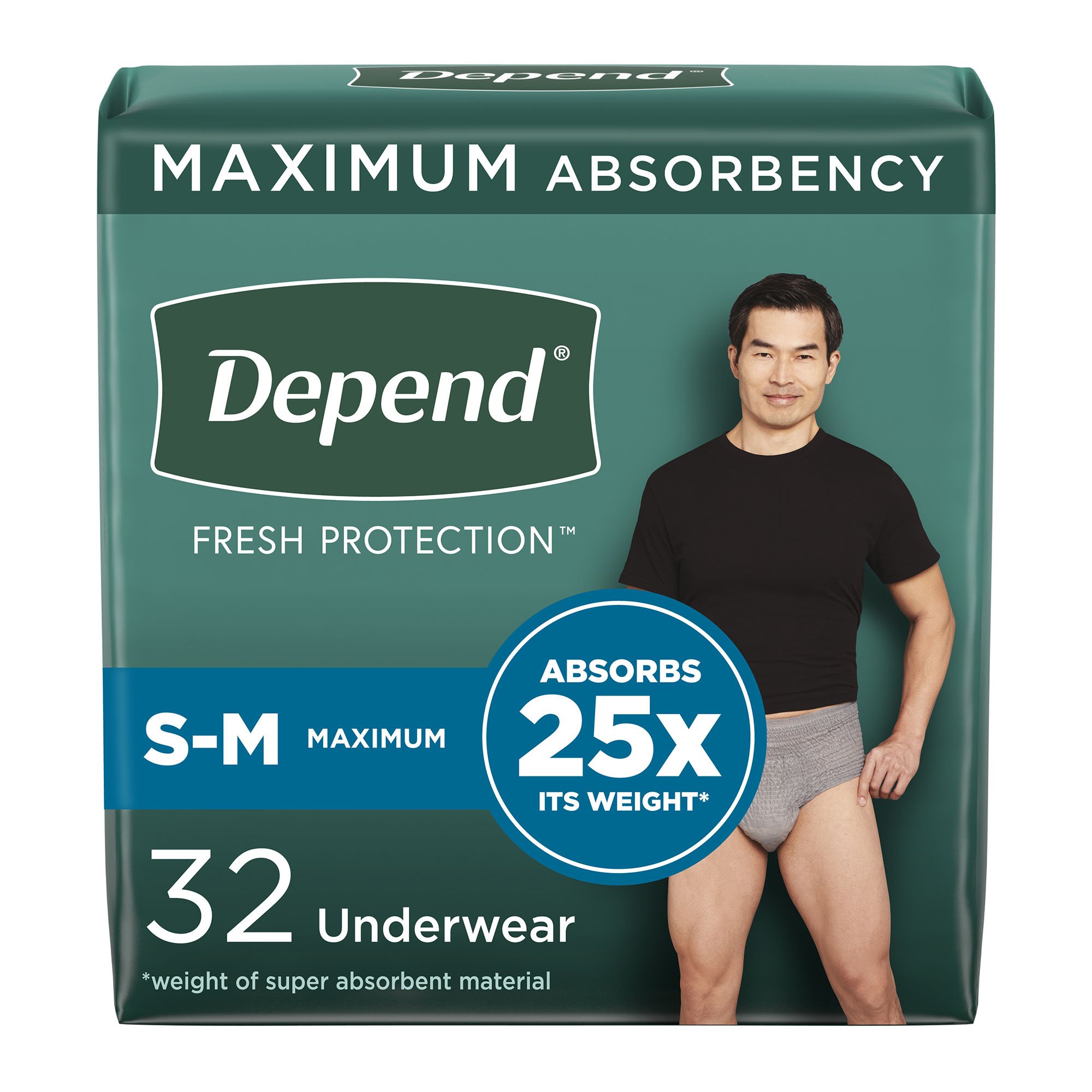 Depend® Fresh Protection™ Men's Maximum Absorbency Underwear, Small/Medium