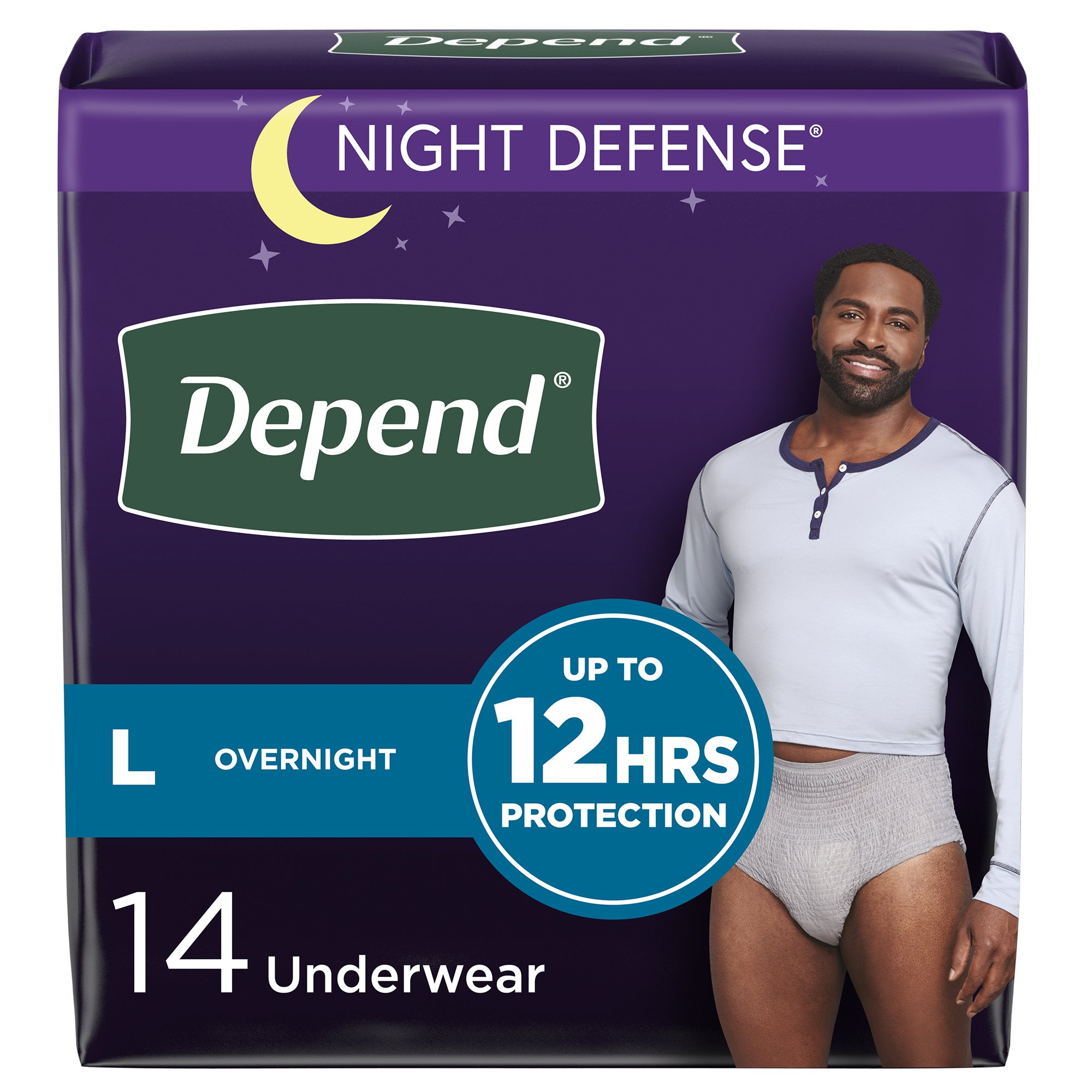 Depend® Night Defense® Absorbent Underwear for Men, Large - Image 2