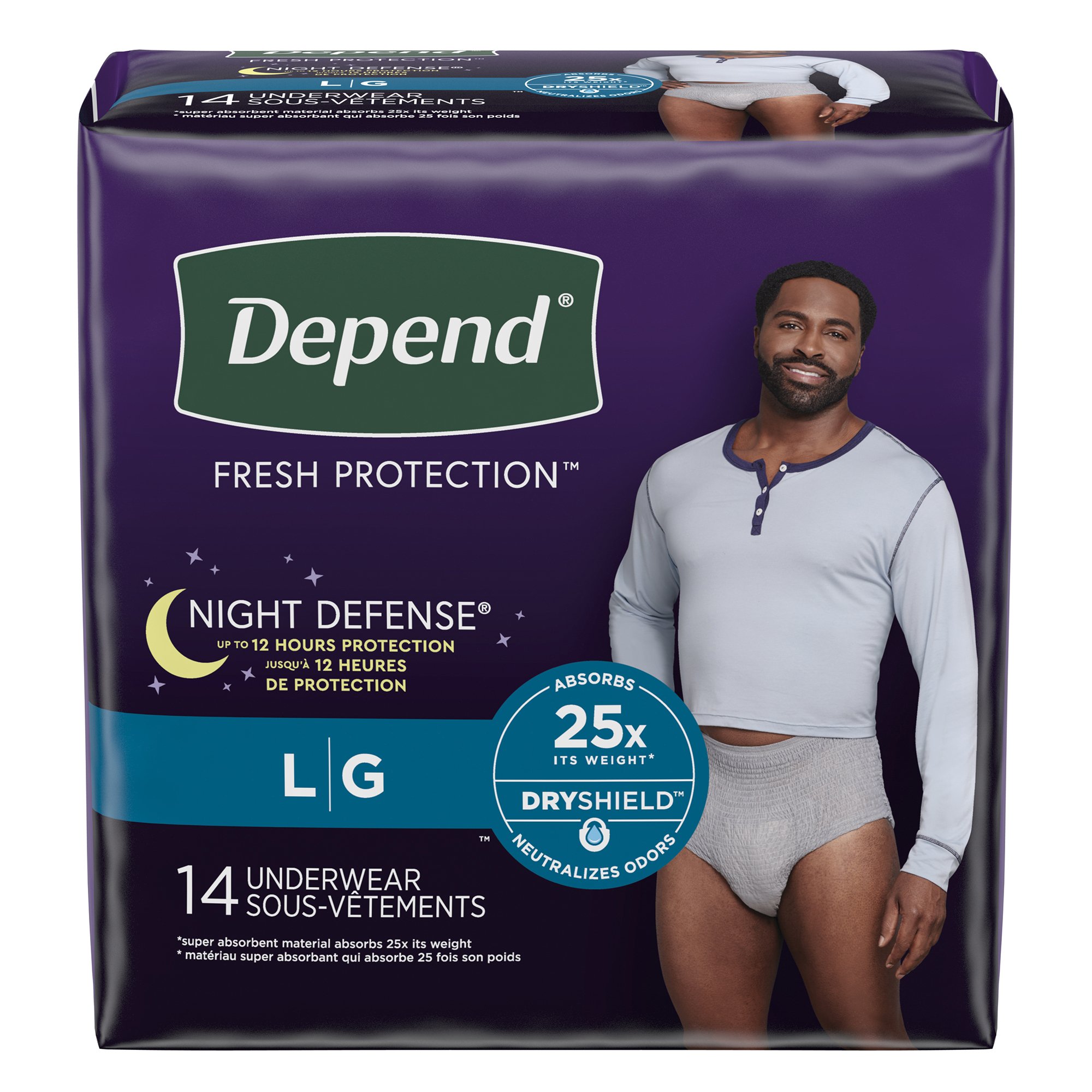 Depend® Night Defense® Absorbent Underwear for Men, Large