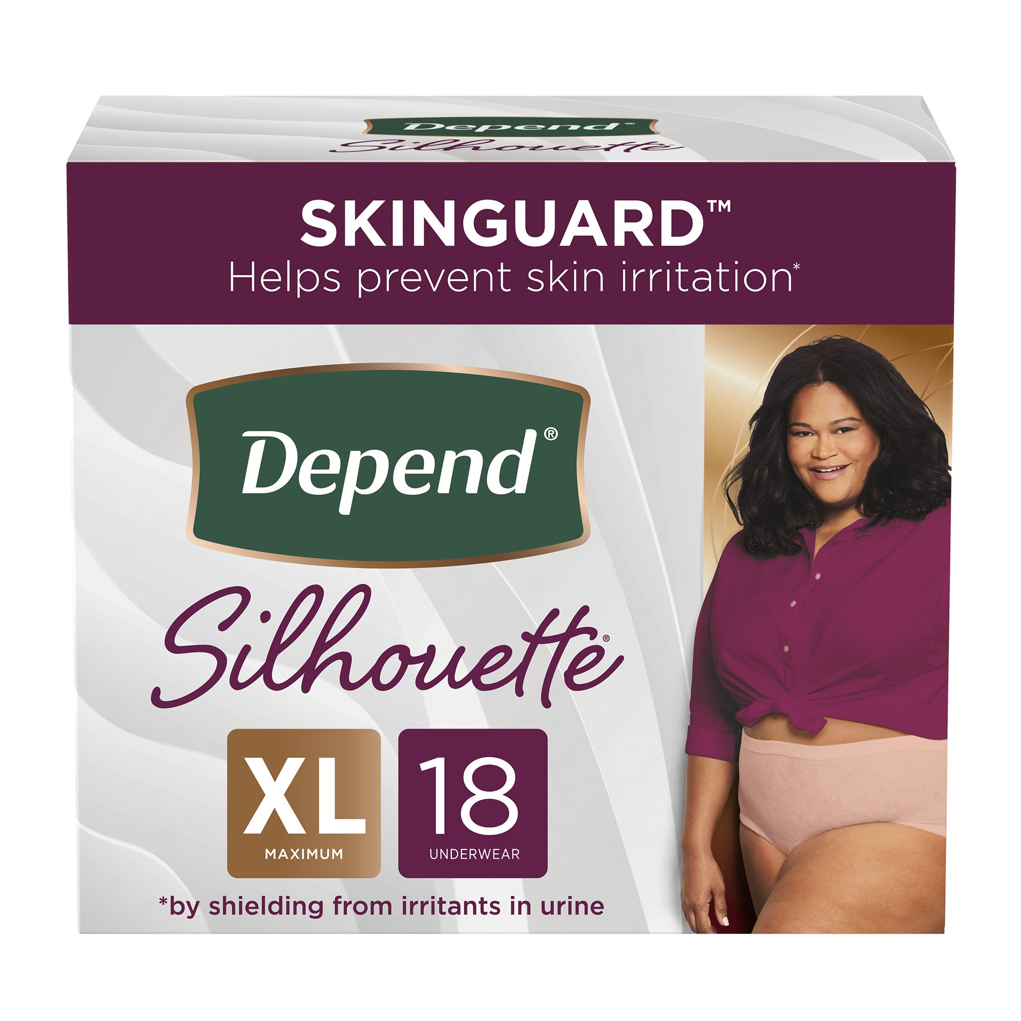 Depend® Silhouette® Classic Women's Underwear, X-Large, Pink, 18 ct.