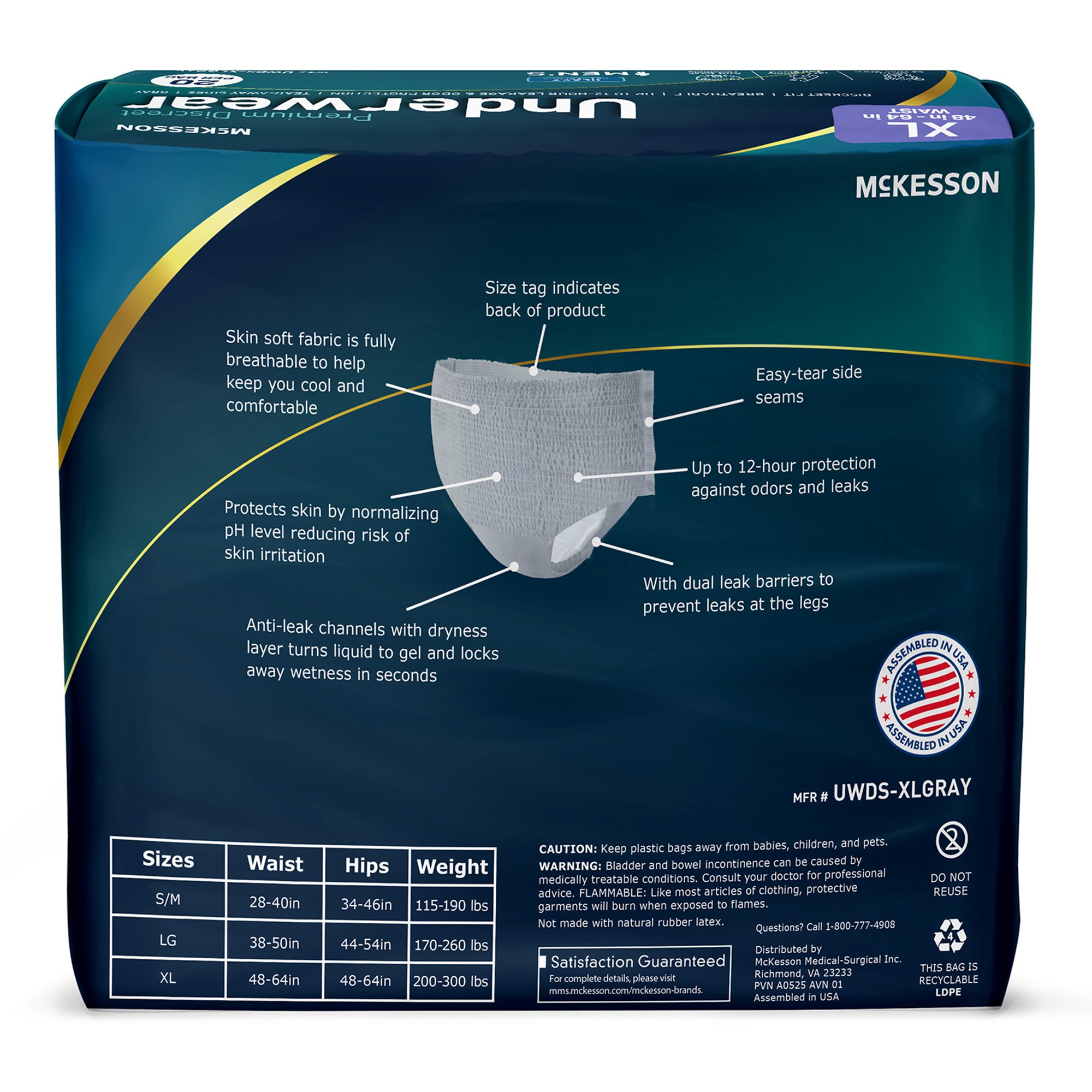 McKesson Premium Discreet Underwear for Men, Heavy Absorbency, Extra Large - Image 10