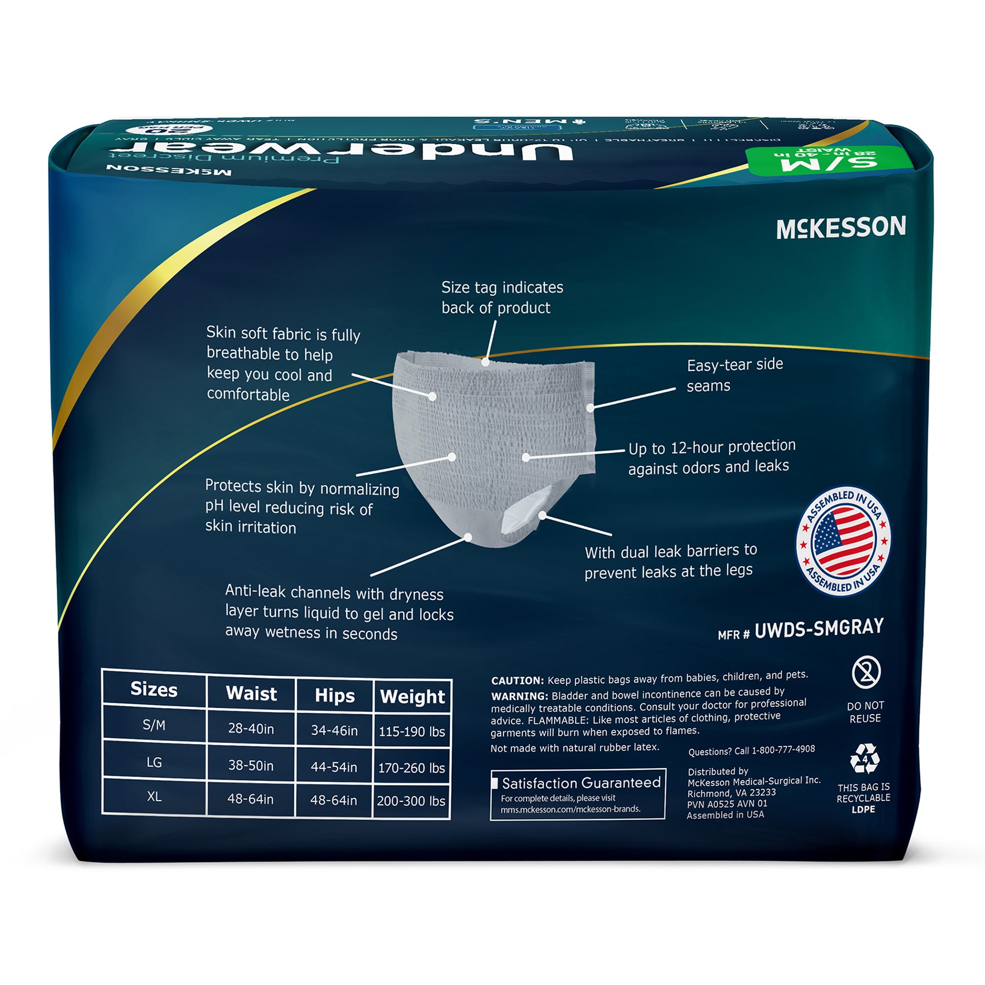 McKesson Premium Discreet Underwear for Men, Heavy Absorbency, Small/Medium - Image 10