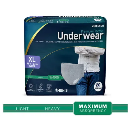 McKesson Premium Discreet Underwear for Men, Maximum Absorbency, Extra Large