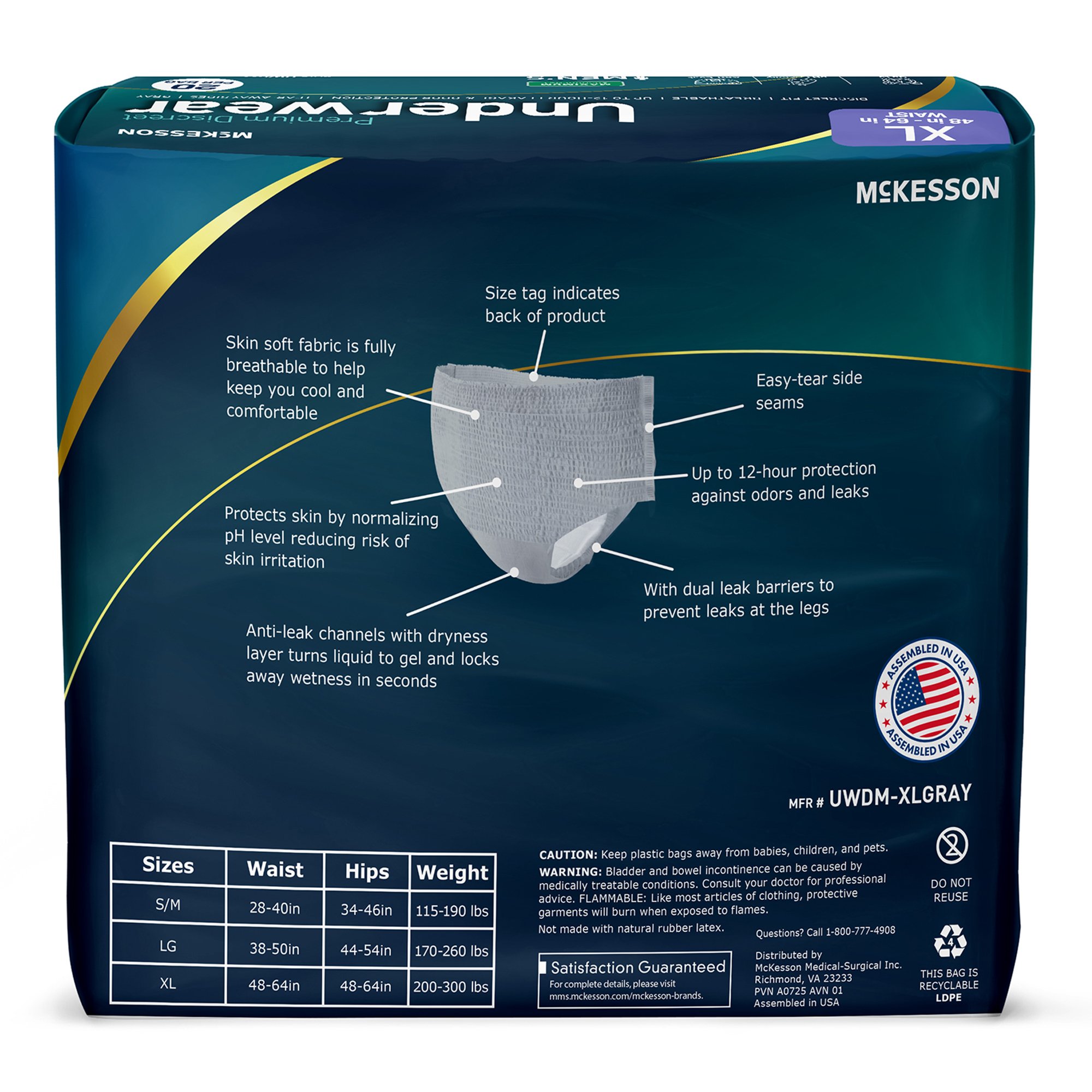 McKesson Premium Discreet Underwear for Men, Maximum Absorbency, Extra Large - Image 9