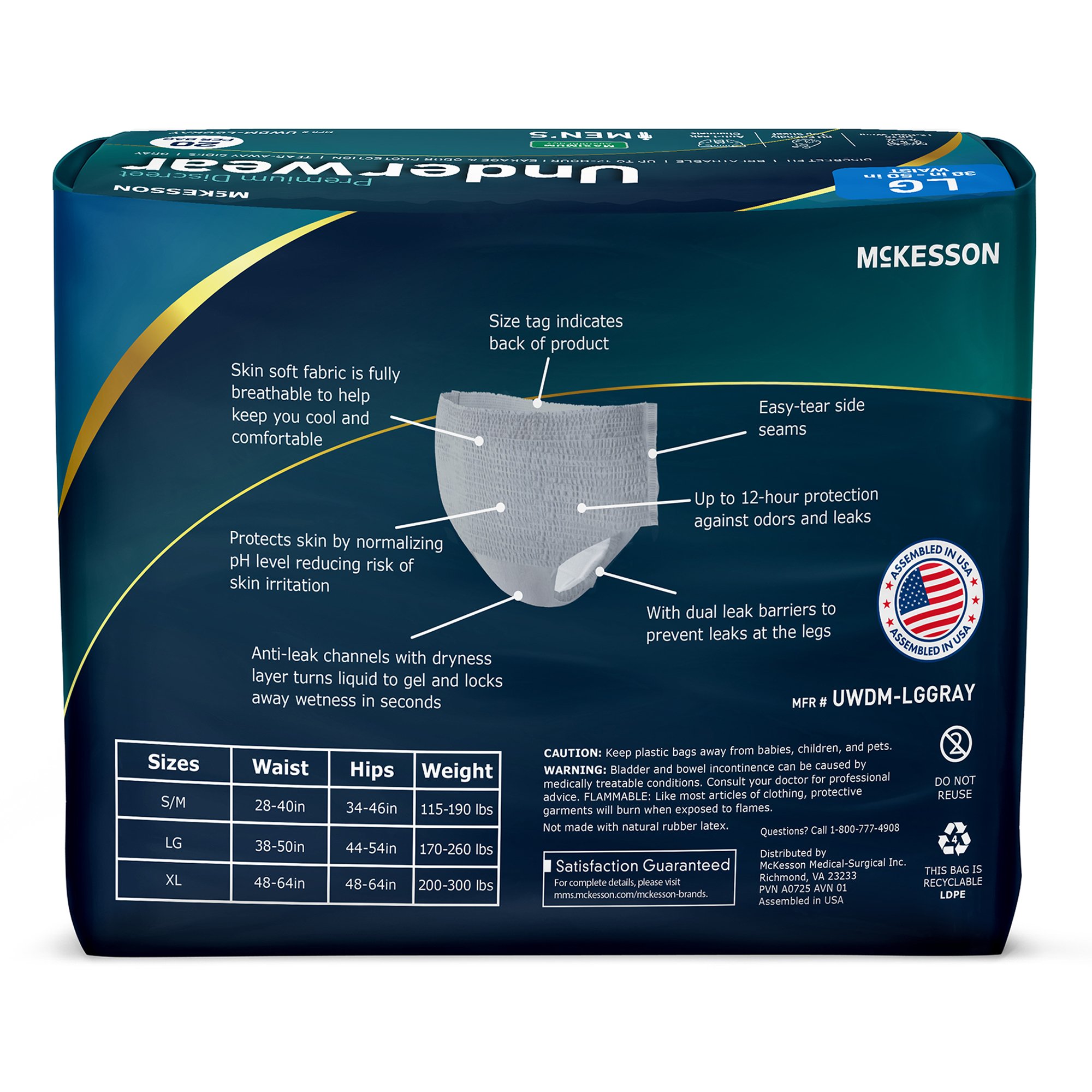 McKesson Premium Discreet Underwear for Men, Maximum Absorbency, Large - Image 10
