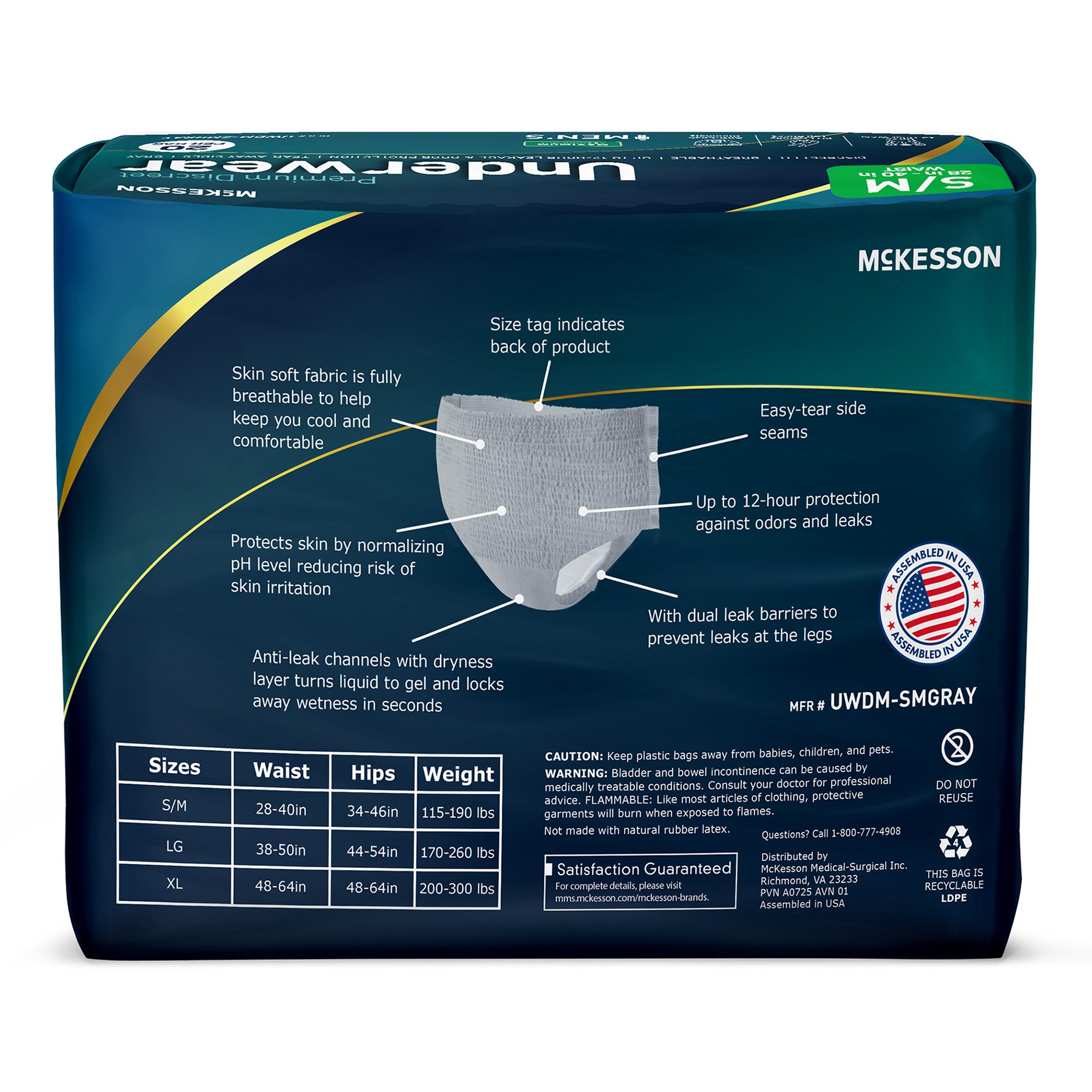 McKesson Premium Discreet Underwear for Men, Maximum Absorbency, Small/Medium - Image 10