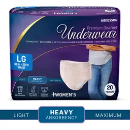 McKesson Premium Discreet Underwear for Women, Heavy Absorbency, Large