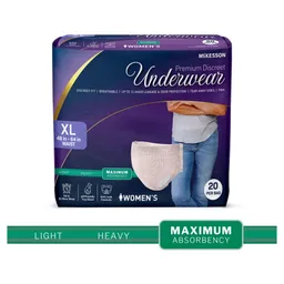 McKesson Premium Discreet Underwear for Women, Maximum Absorbency, Extra-Large