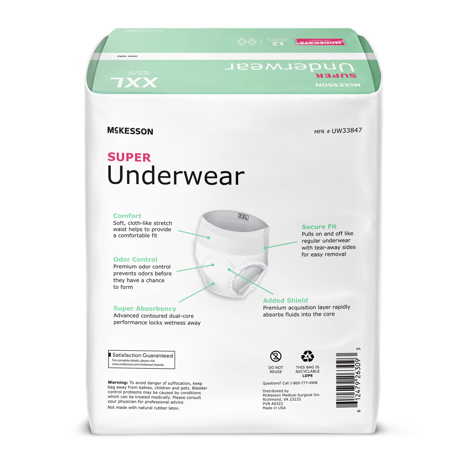 McKesson Super Moderate Absorbency Incontinence Underwear, 2X-Large - Image 2