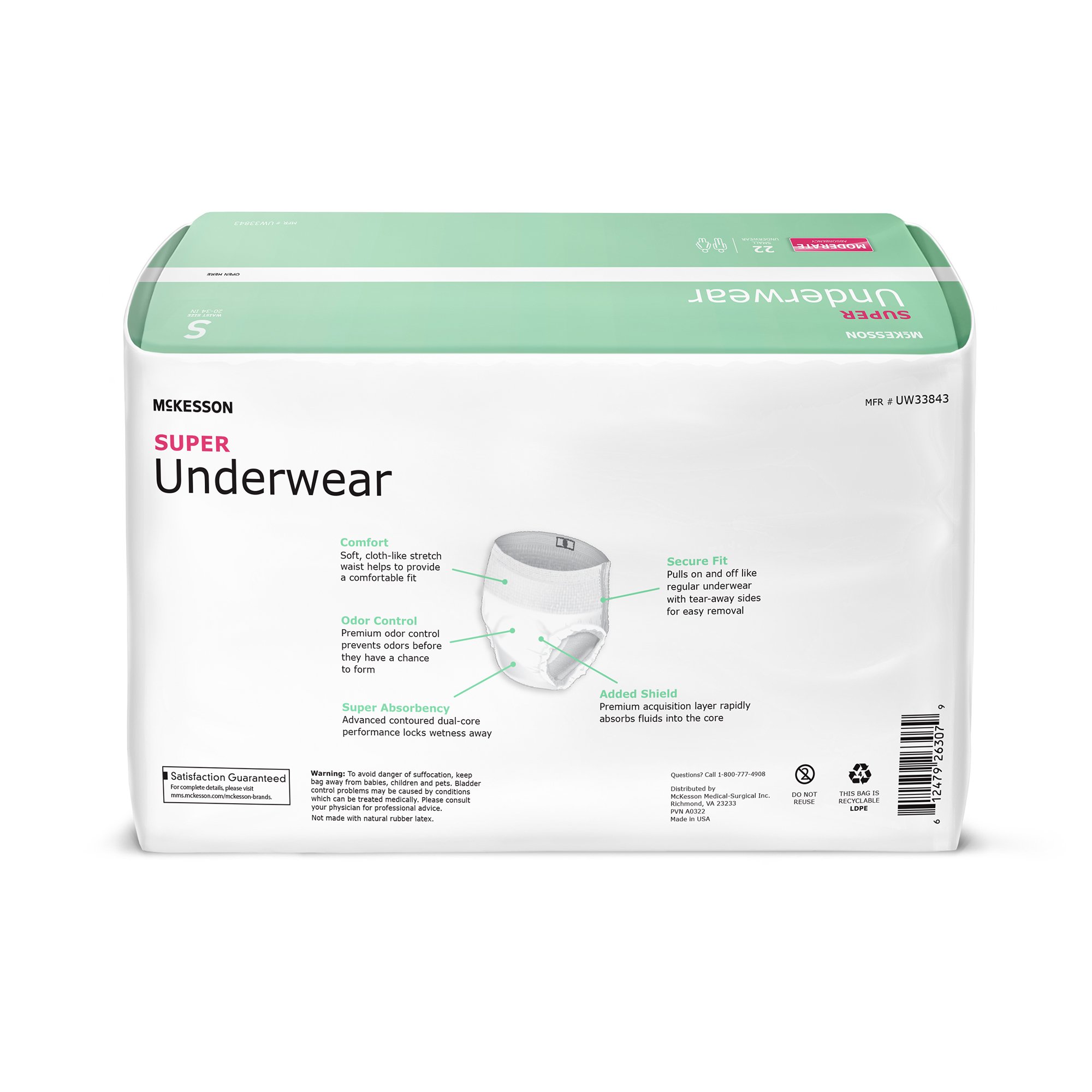 McKesson Super Moderate Absorbency Incontinence Underwear, Small - Image 2