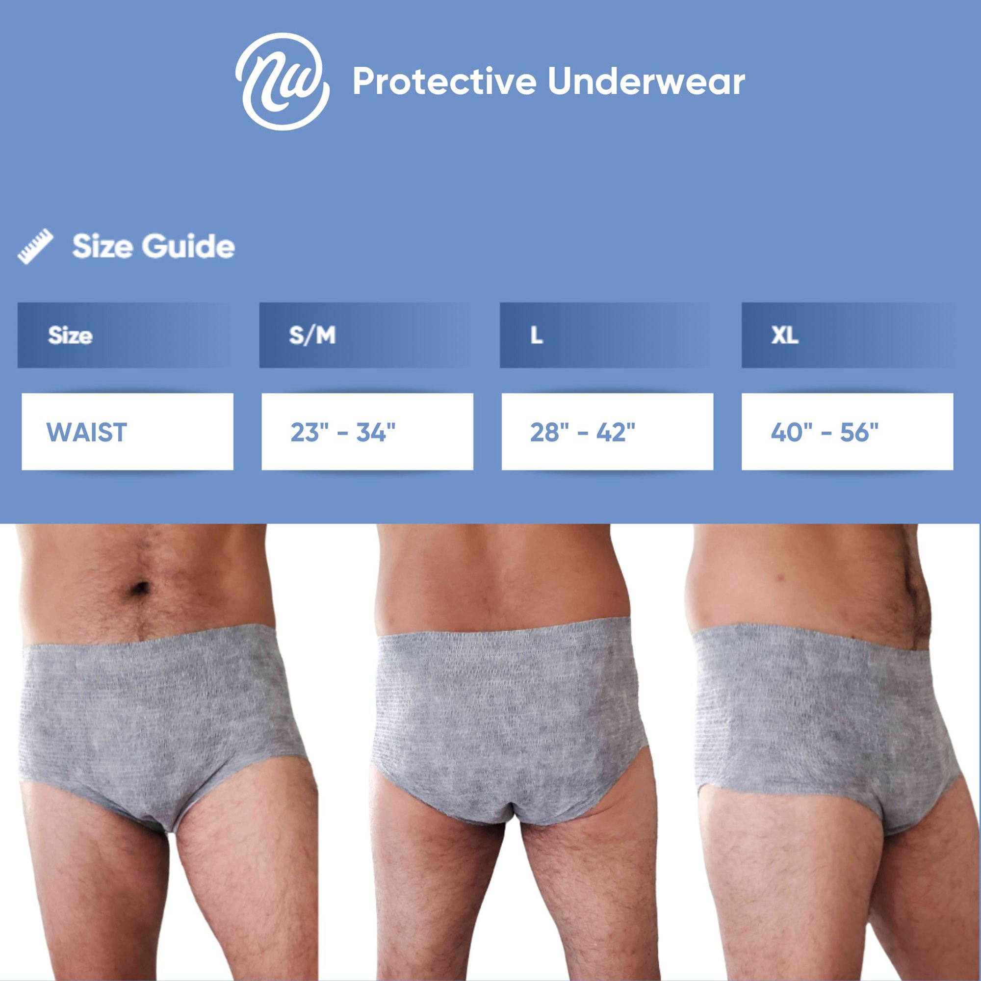 Nexwear Men's Pull-On Absorbent Underwear, Small/Medium, Gray - Image 2