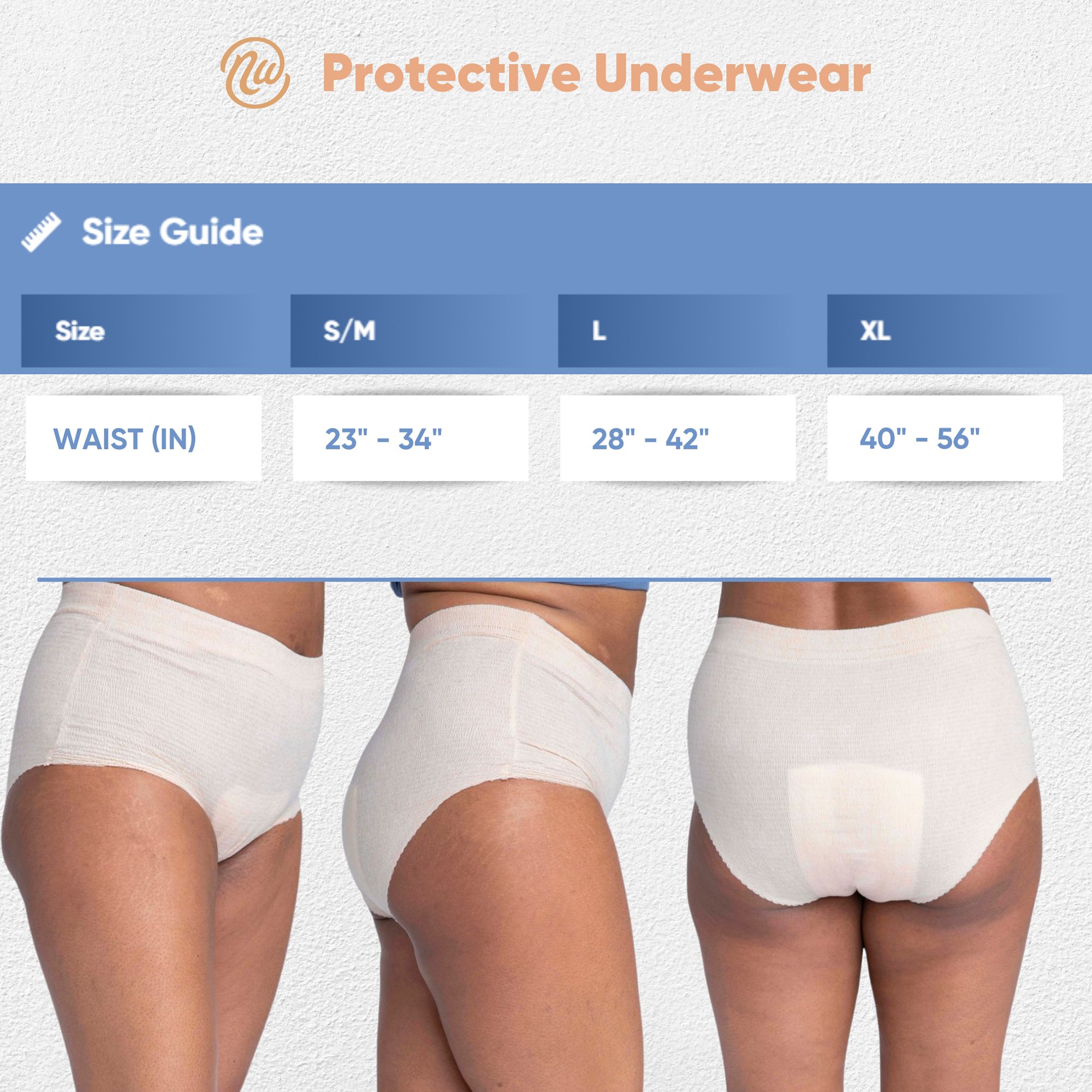 Nexwear Women's Pull-On Absorbent Underwear, Large, Tan - Image 4