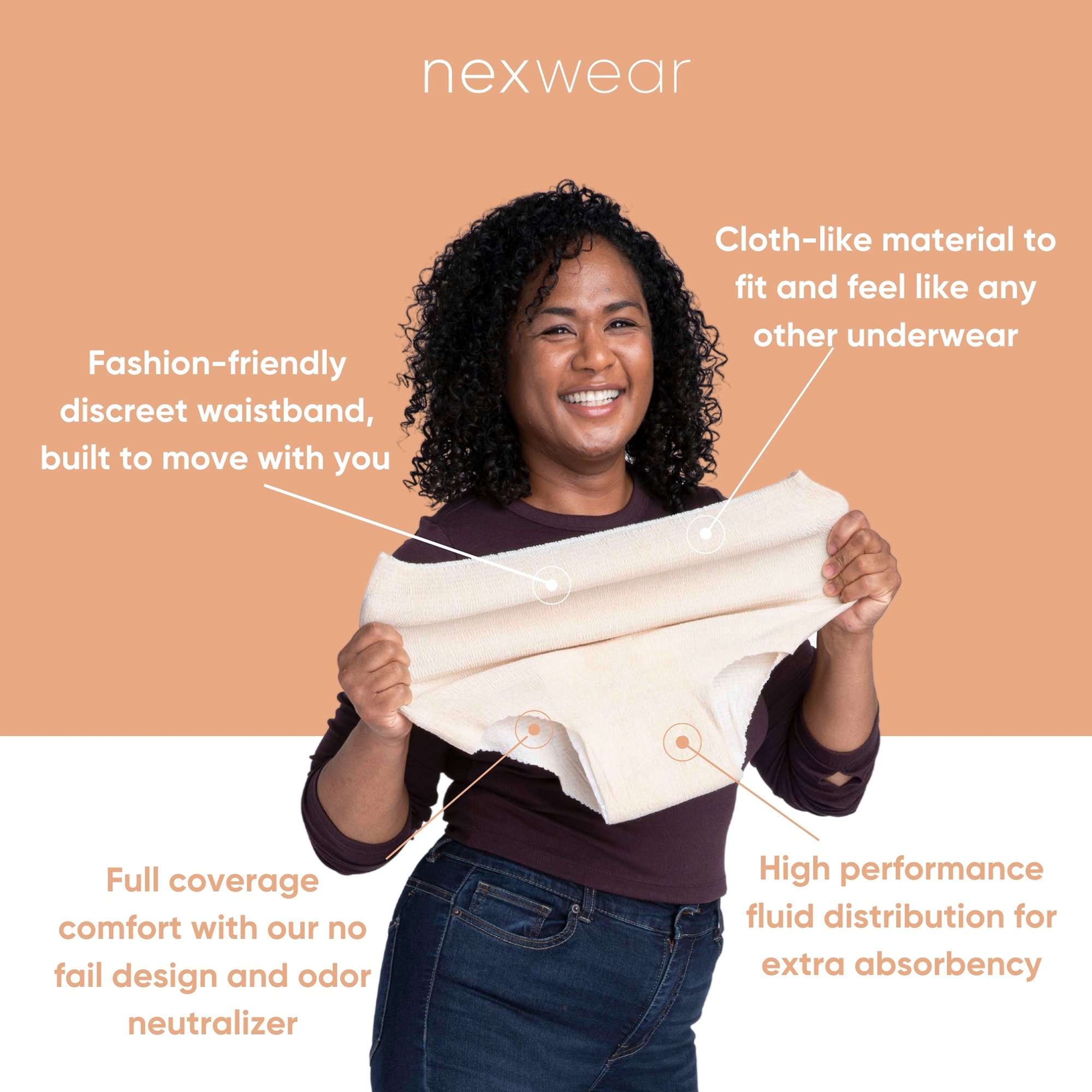 Nexwear Women's Pull-On Absorbent Underwear, Small/Medium, Tan - Image 8
