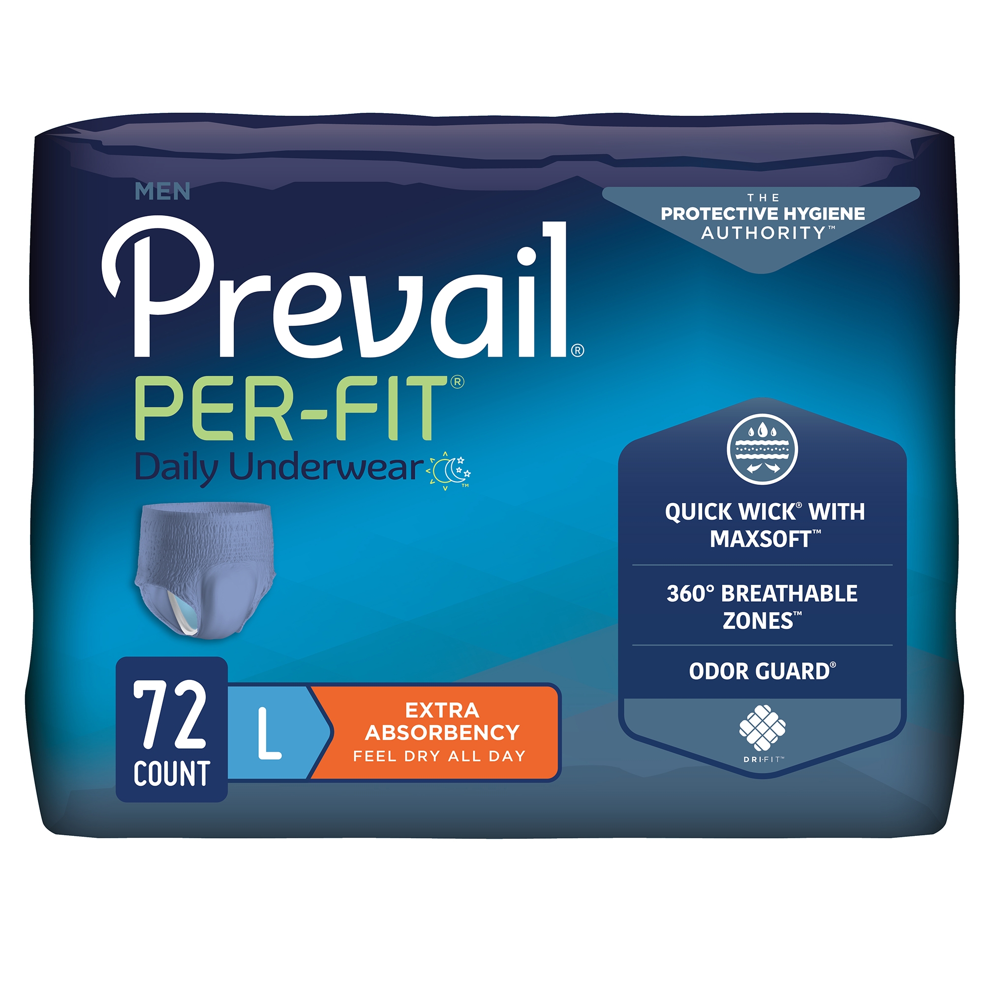 Prevail® Per-Fit® Men Adult Moderate Absorbent Underwear, Large, White - Image 2