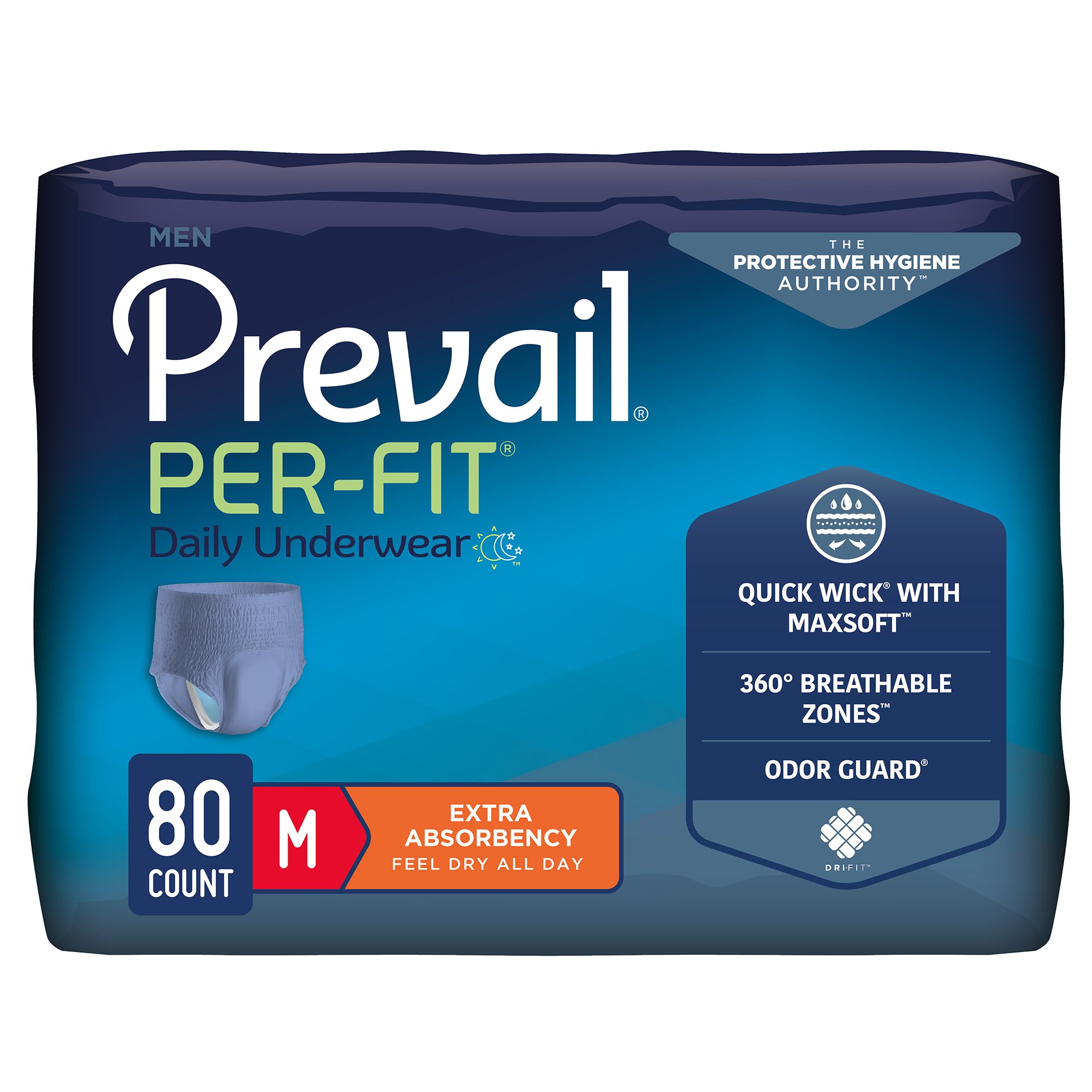 Prevail® Per-Fit® Men Adult Moderate Absorbent Underwear, Medium, White - Image 2