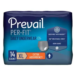 Prevail® Per-Fit® Men Adult Moderate Absorbent Underwear, X-Large, White