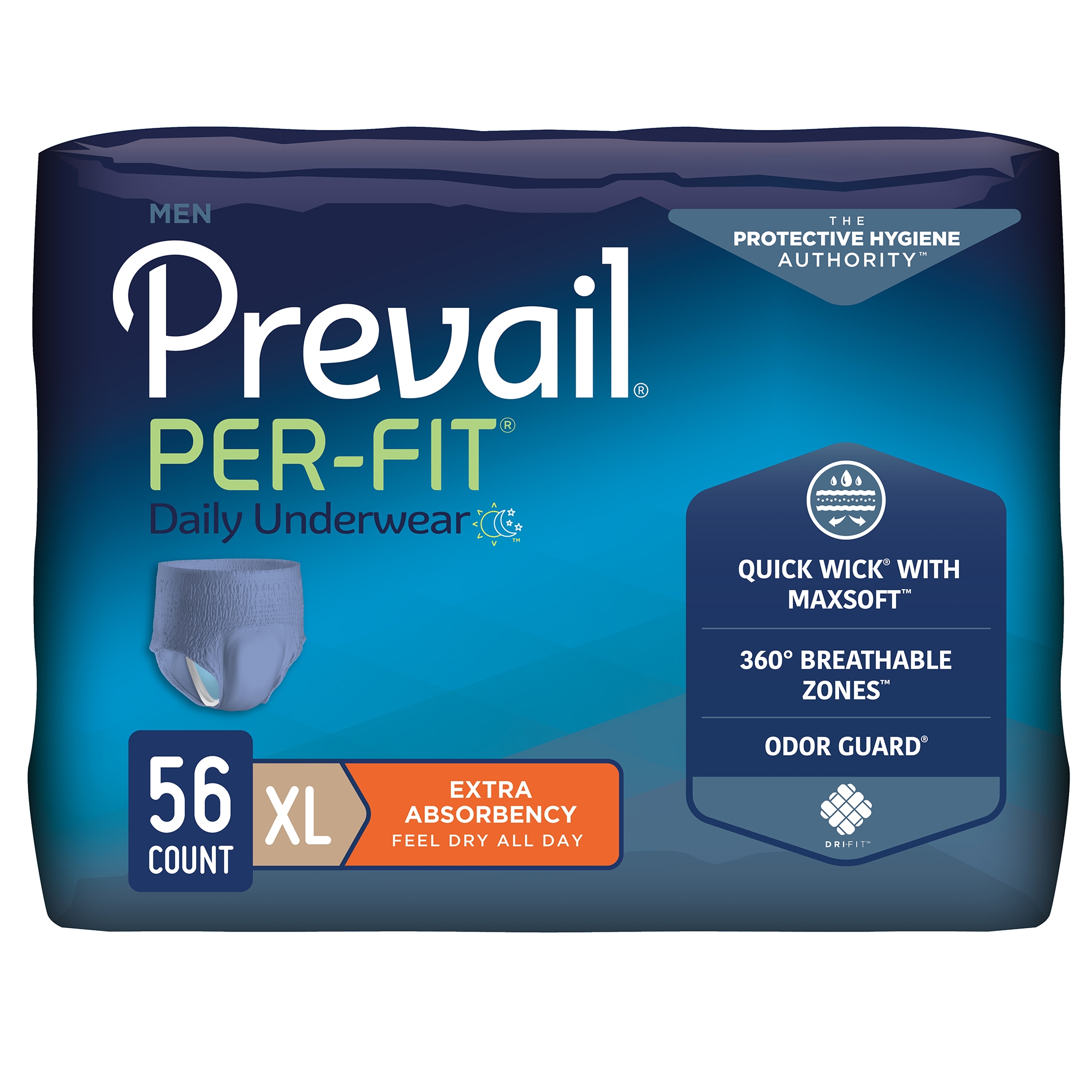 Prevail® Per-Fit® Men Adult Moderate Absorbent Underwear, X-Large, White - Image 2