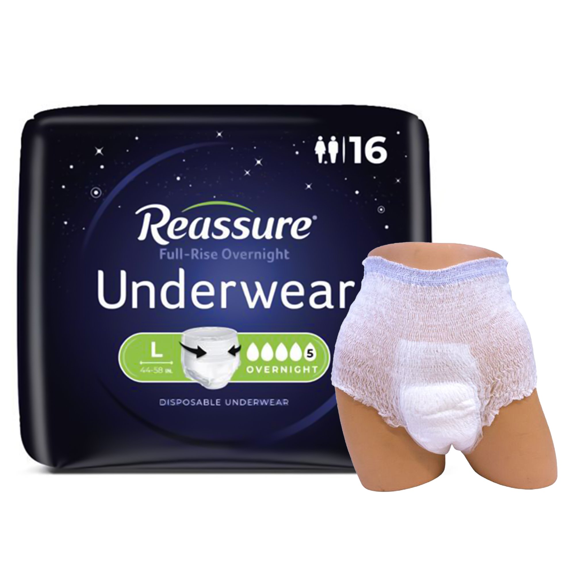 Reassure® Full-Rise Overnight Absorbent Underwear