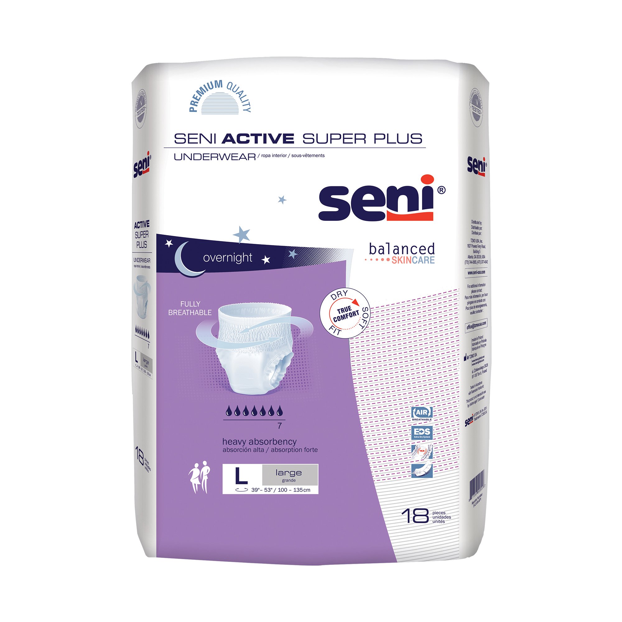 Seni® Active Super Plus Overnight Heavy Absorbent Underwear, Large