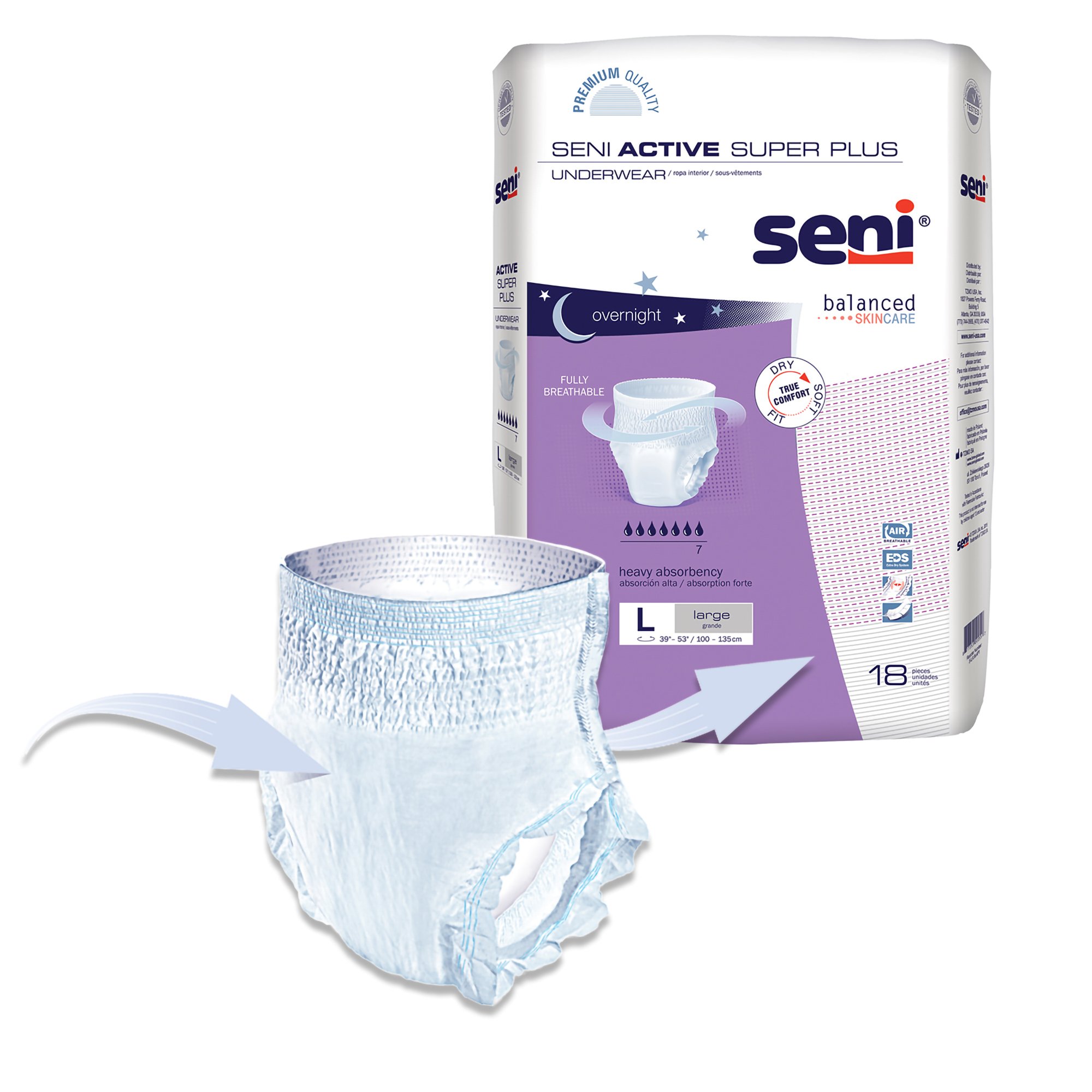Seni® Active Super Plus Overnight Heavy Absorbent Underwear, Large - Image 9