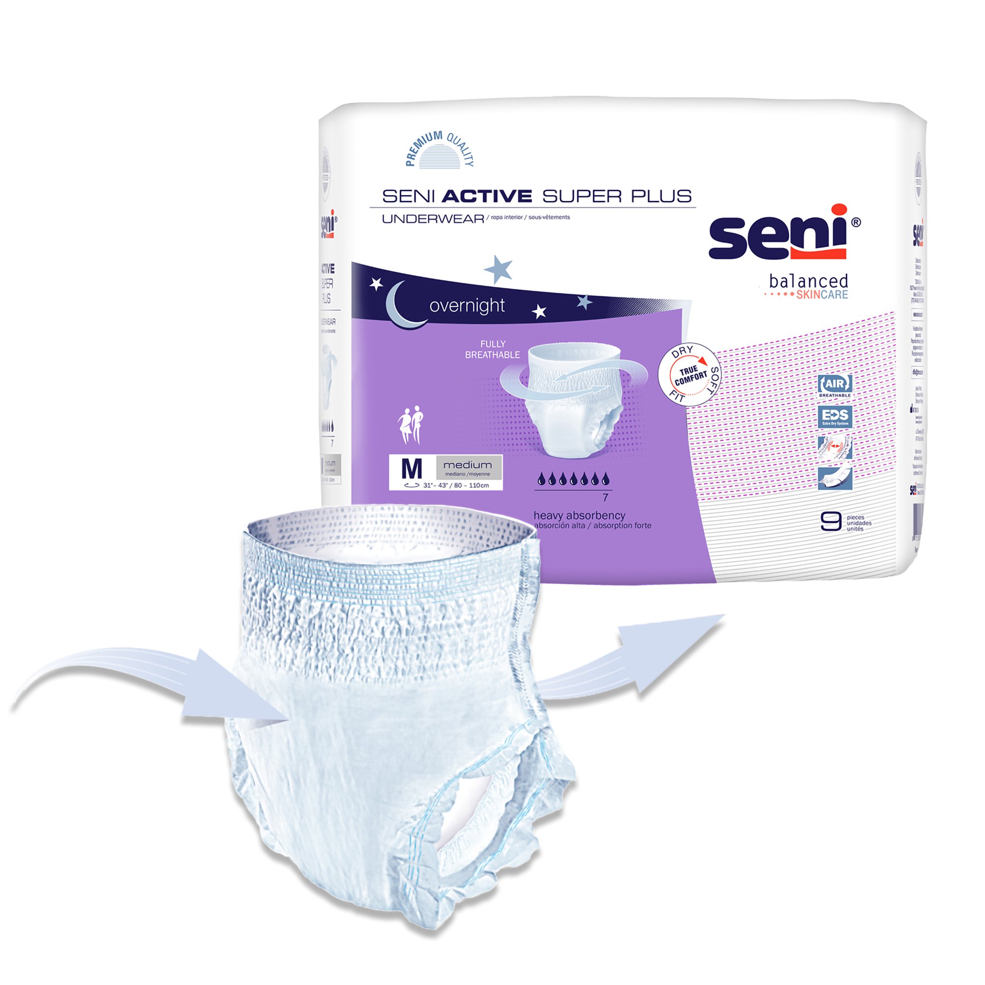 Seni® Active Super Plus Overnight Heavy Absorbent Underwear, Medium - Image 9