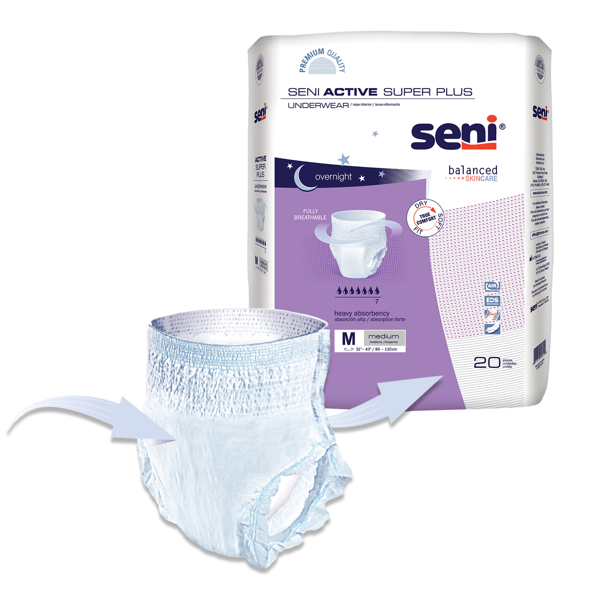 Seni® Active Super Plus Overnight Heavy Absorbent Underwear, Medium - Image 9