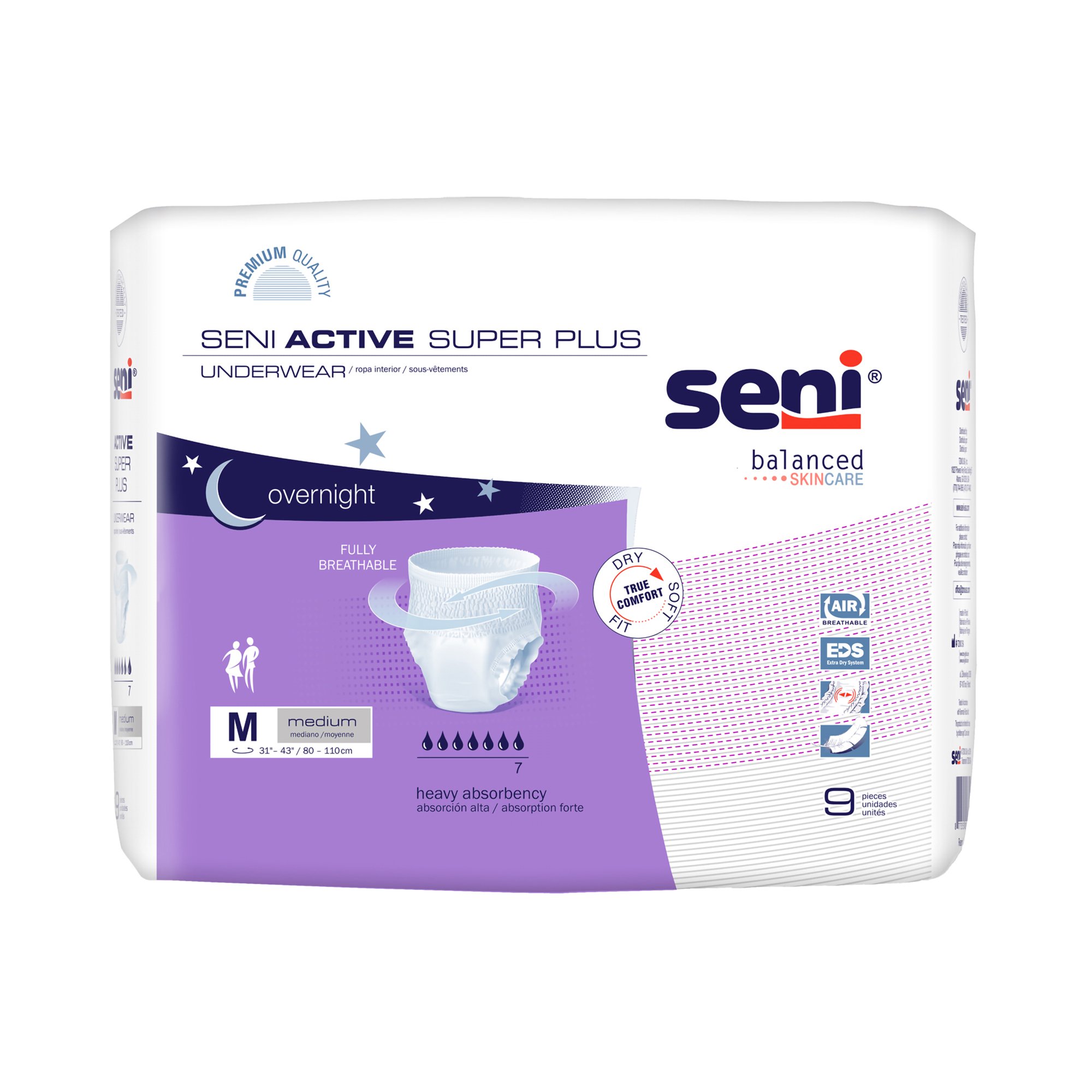 Seni® Active Super Plus Overnight Heavy Absorbent Underwear, Medium