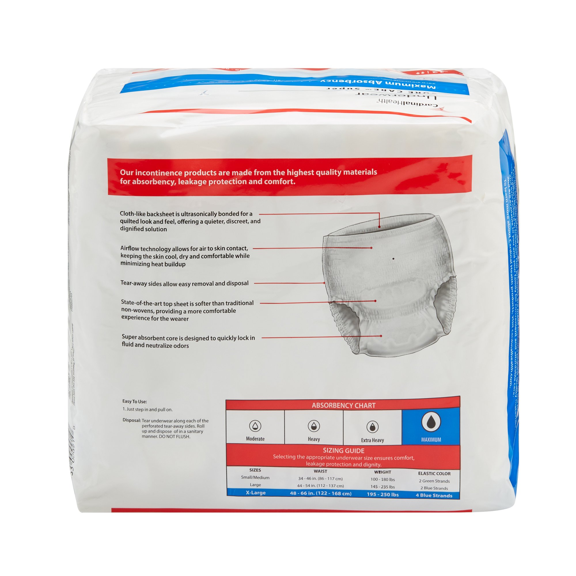 Sure Care Super Protective Incontinence Underwear, Maximum Absorbency, White, Adult, Unisex, X-Large, 48" to 66" Waist - Image 5