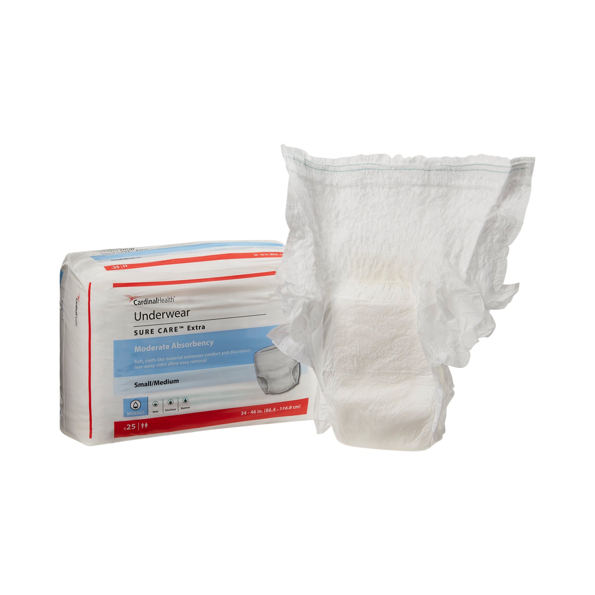 Sure Care™ Extra Moderate Absorbency Incontinence Underwear, Small / Medium