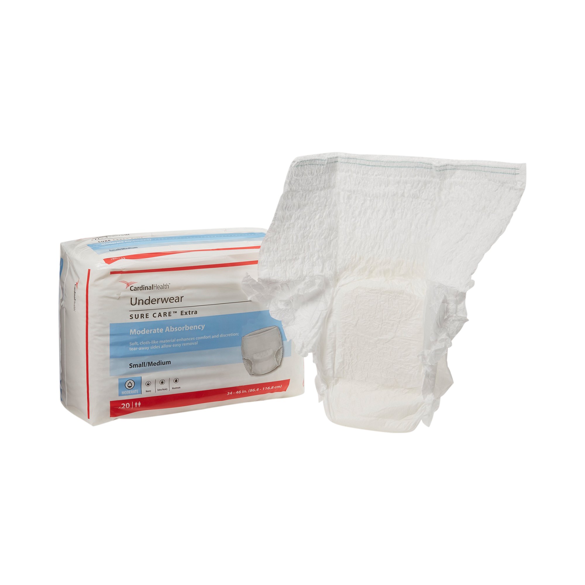 Sure Care™ Extra Moderate Absorbency Incontinence Underwear, Small / Medium