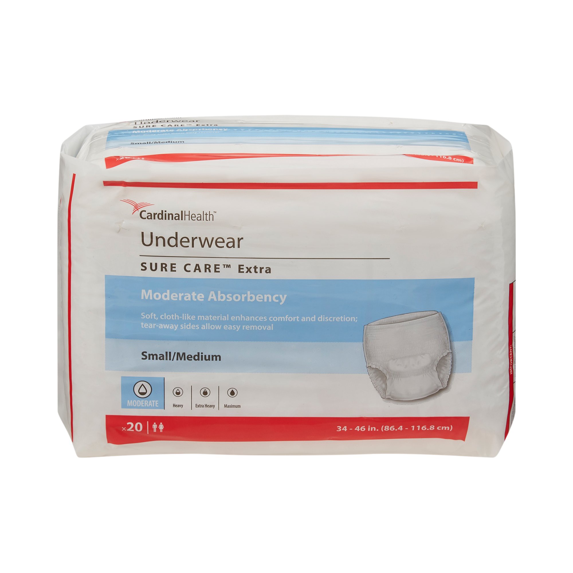 Sure Care™ Extra Moderate Absorbency Incontinence Underwear, Small / Medium - Image 2