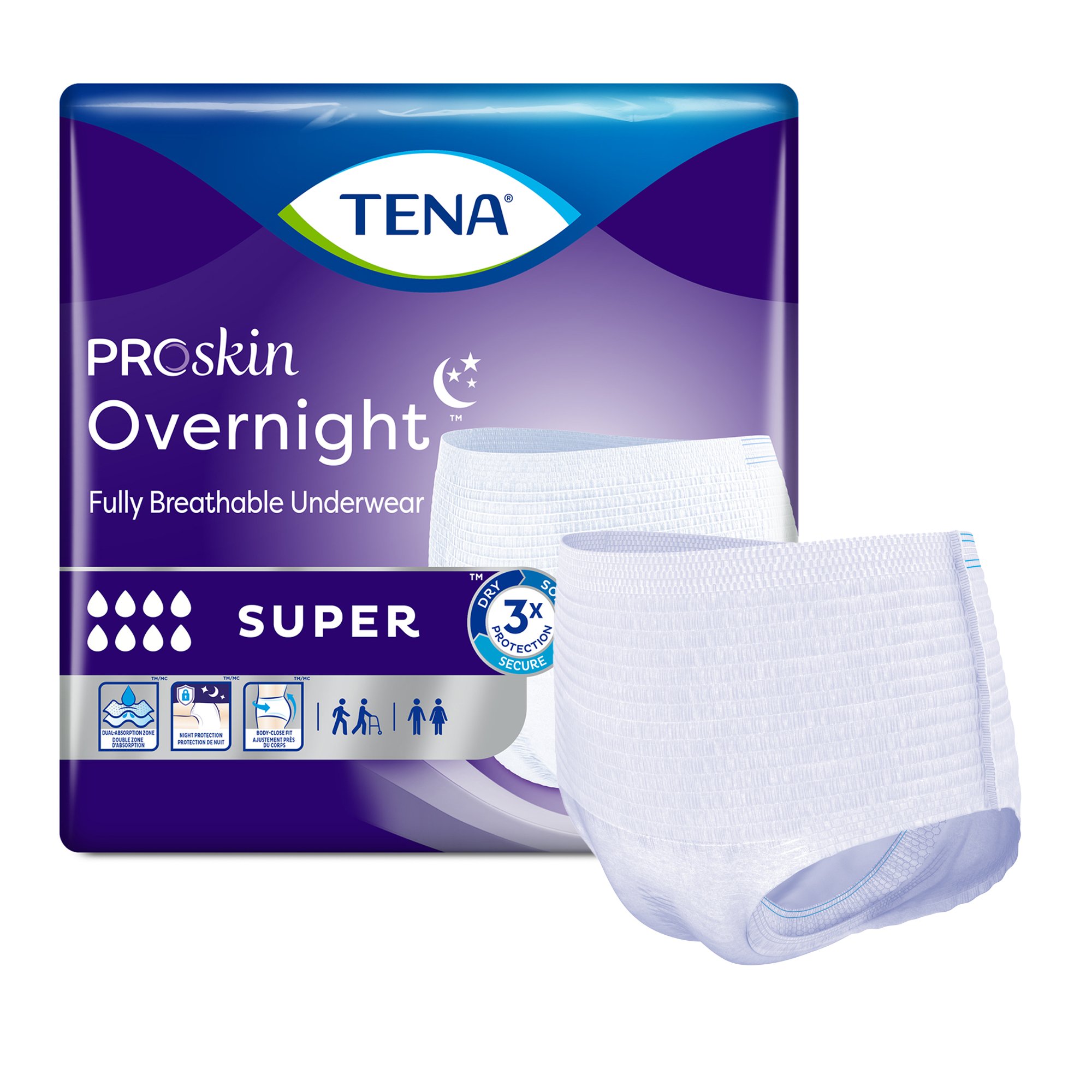 Tena® ProSkin Overnight™ Super Fully Breathable Underwear, Extra Large