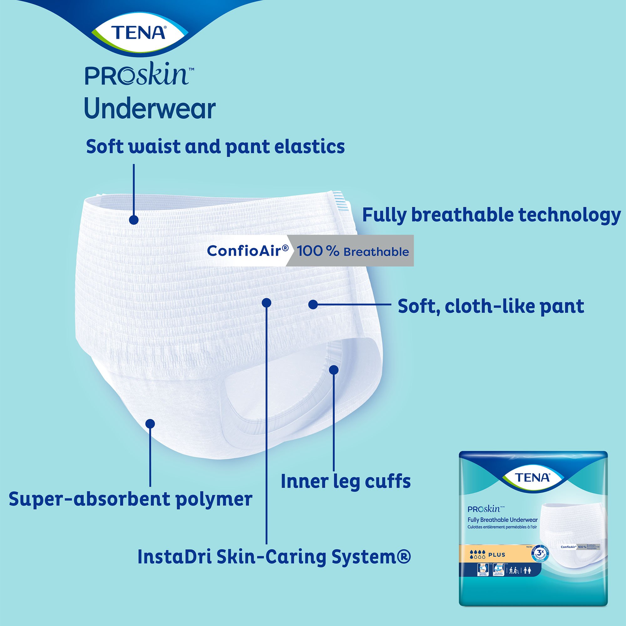 Tena® ProSkin™ Plus Fully Breathable Absorbent Underwear, Large - Image 8