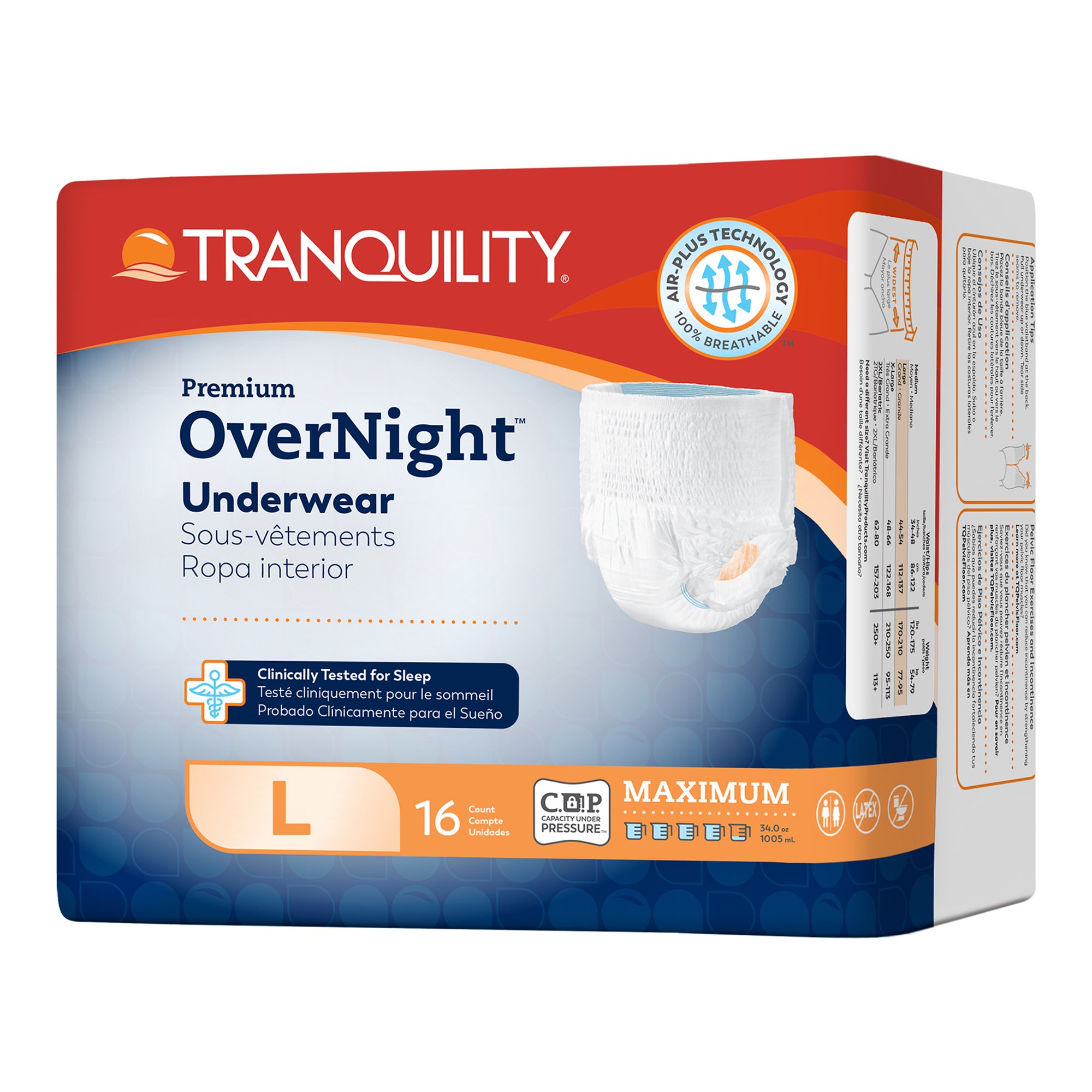 Tranquility Premium OverNight Disposable Absorbent Underwear, Large