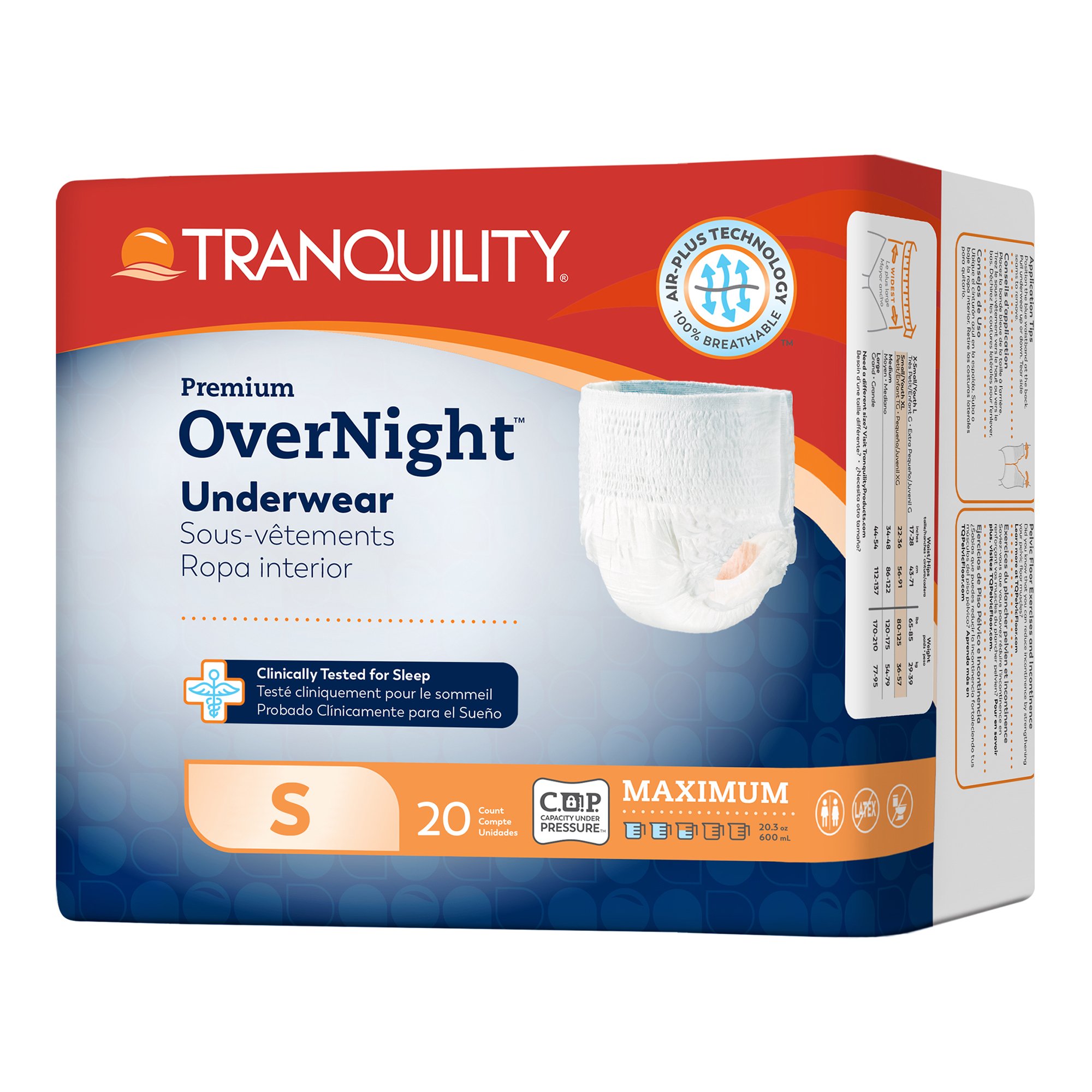Tranquility Premium OverNight Disposable Absorbent Underwear, Small