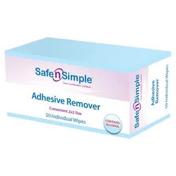Safe N Simple Adhesive Remover, 2 x 2 Inch Wipe