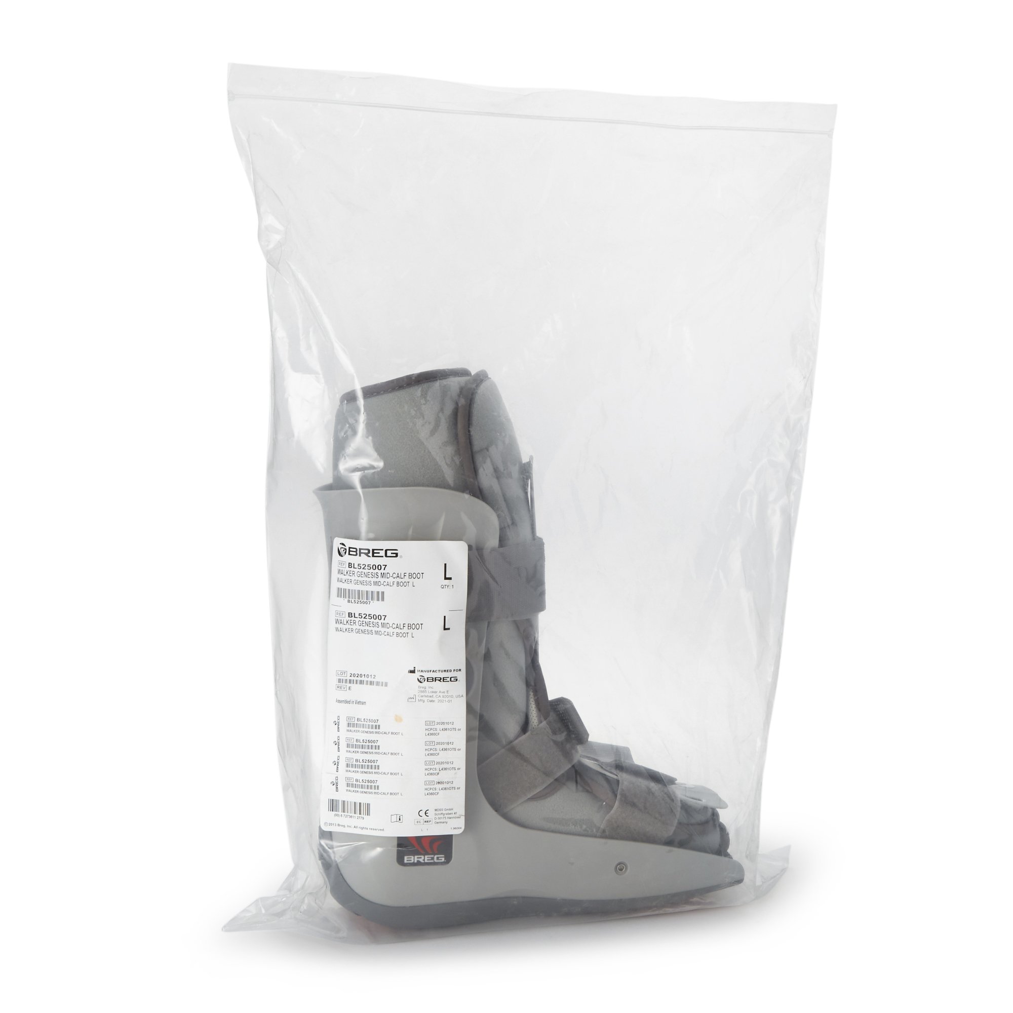 Breg® Genesis Mid-Calf Air Walker Boot, Large, Gray - Image 2