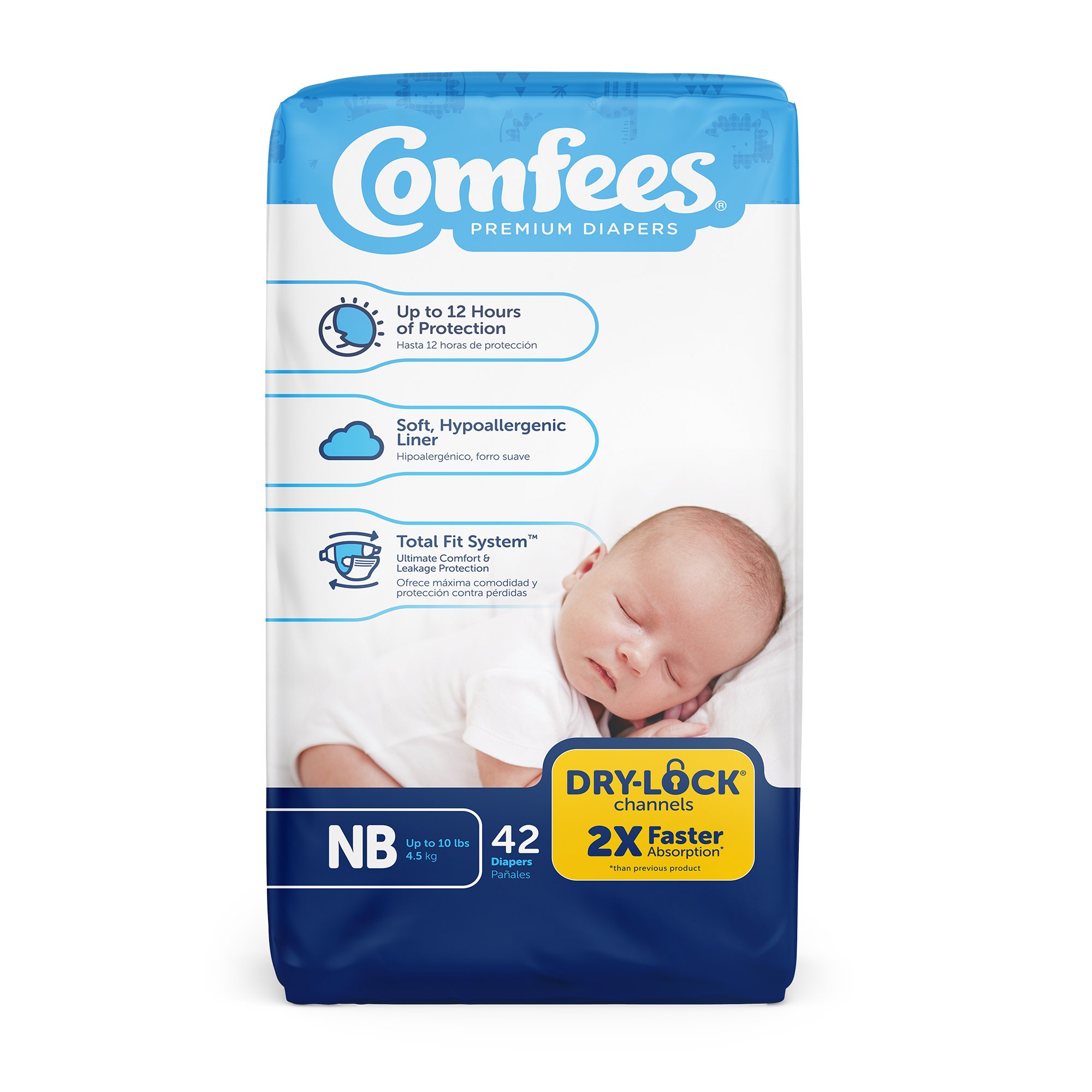 Attends Comfees Premium Baby Diapers, Unisex, Tab Closure, Newborn - Image 2