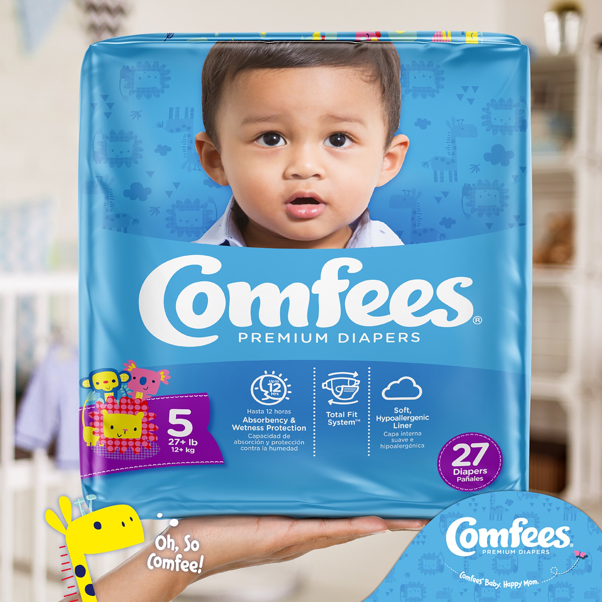 Attends Comfees Premium Baby Diapers, Unisex, Tab Closure, Size 5 - Image 5