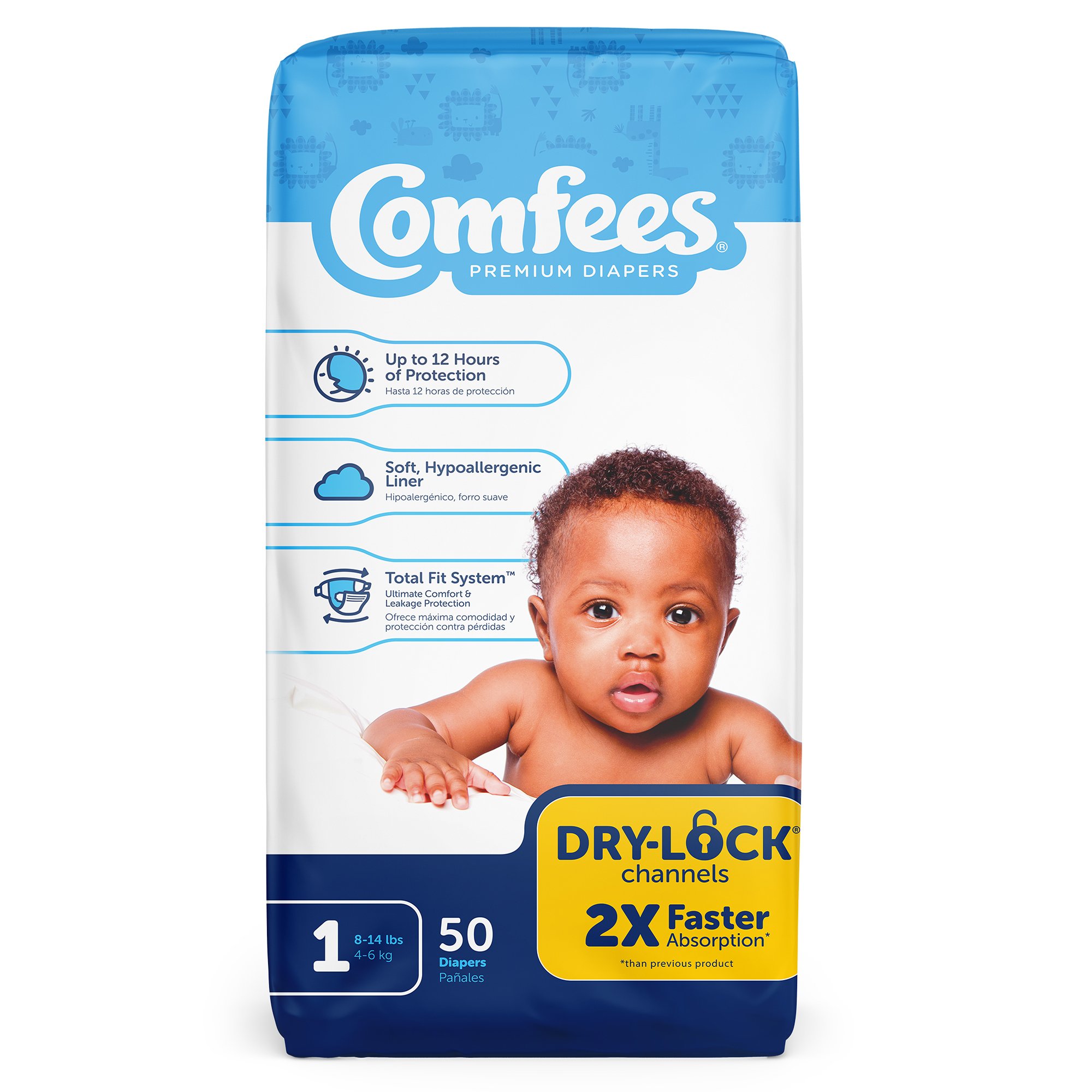 Attends Comfees Premium Diapers, Unisex, Tab Closure, Size 1 - Image 2