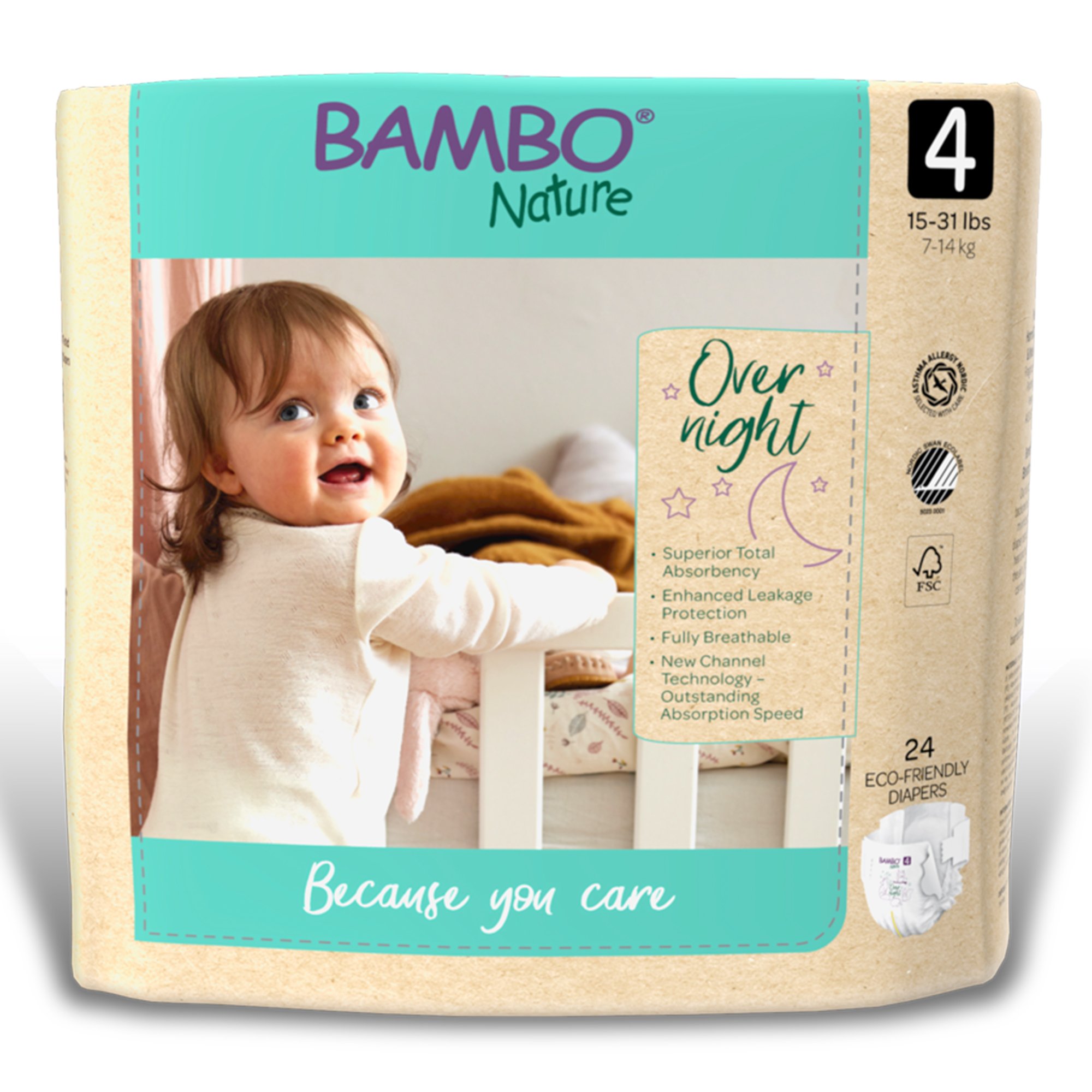 Bambo® Nature Overnight Diapers, Size 4 - Image 2