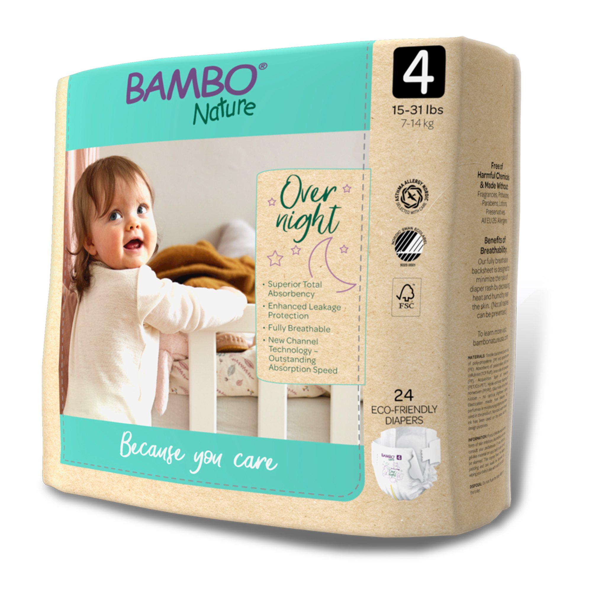 Bambo® Nature Overnight Diapers, Size 4 - Image 3