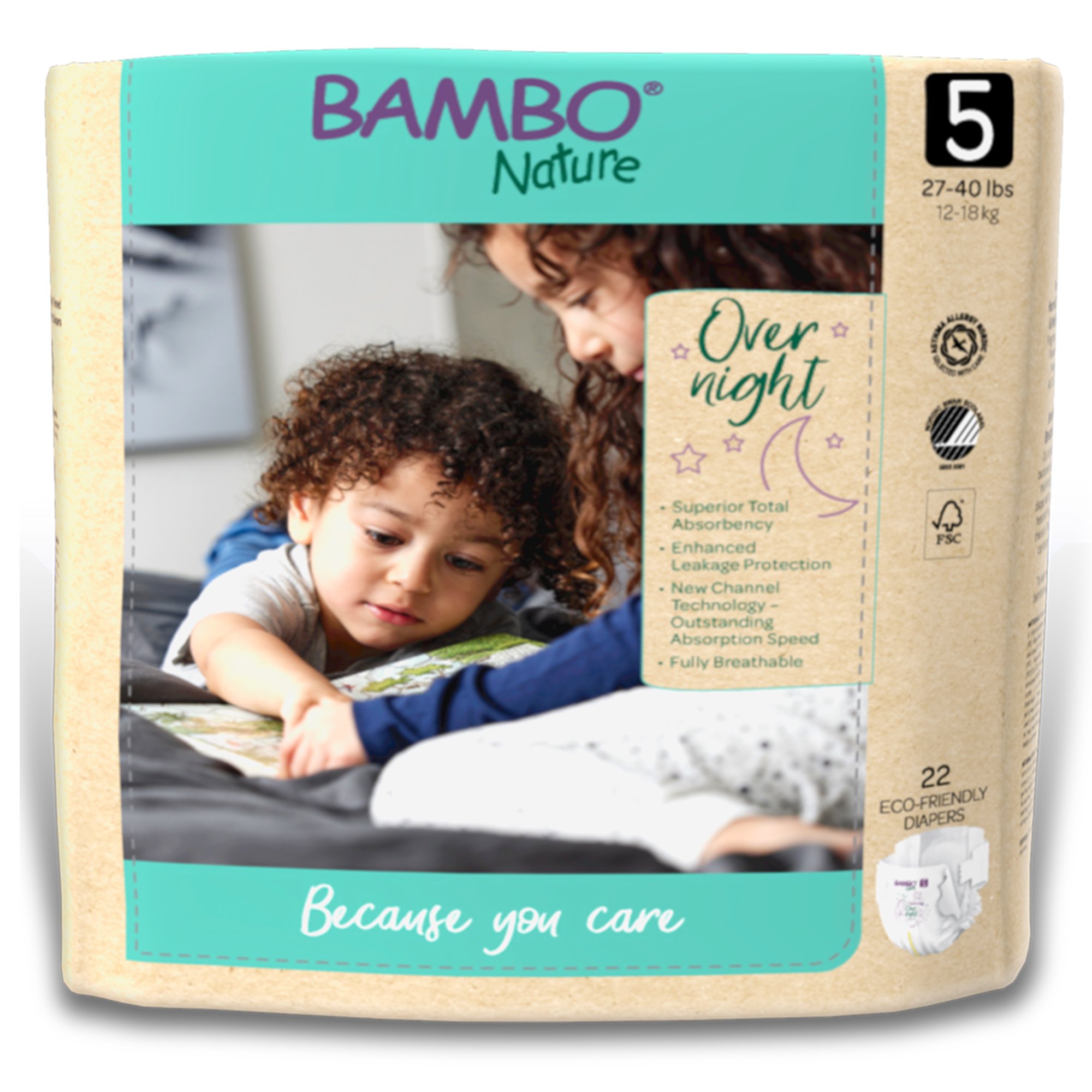 Bambo® Nature Overnight Diapers, Size 5
