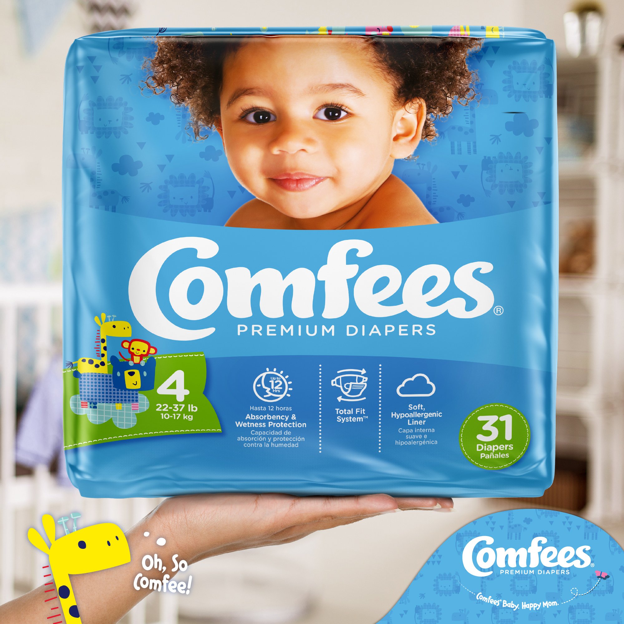 Comfees® Premium Diapers, Unisex, Baby, Tab Closure, Size 4 - Image 6