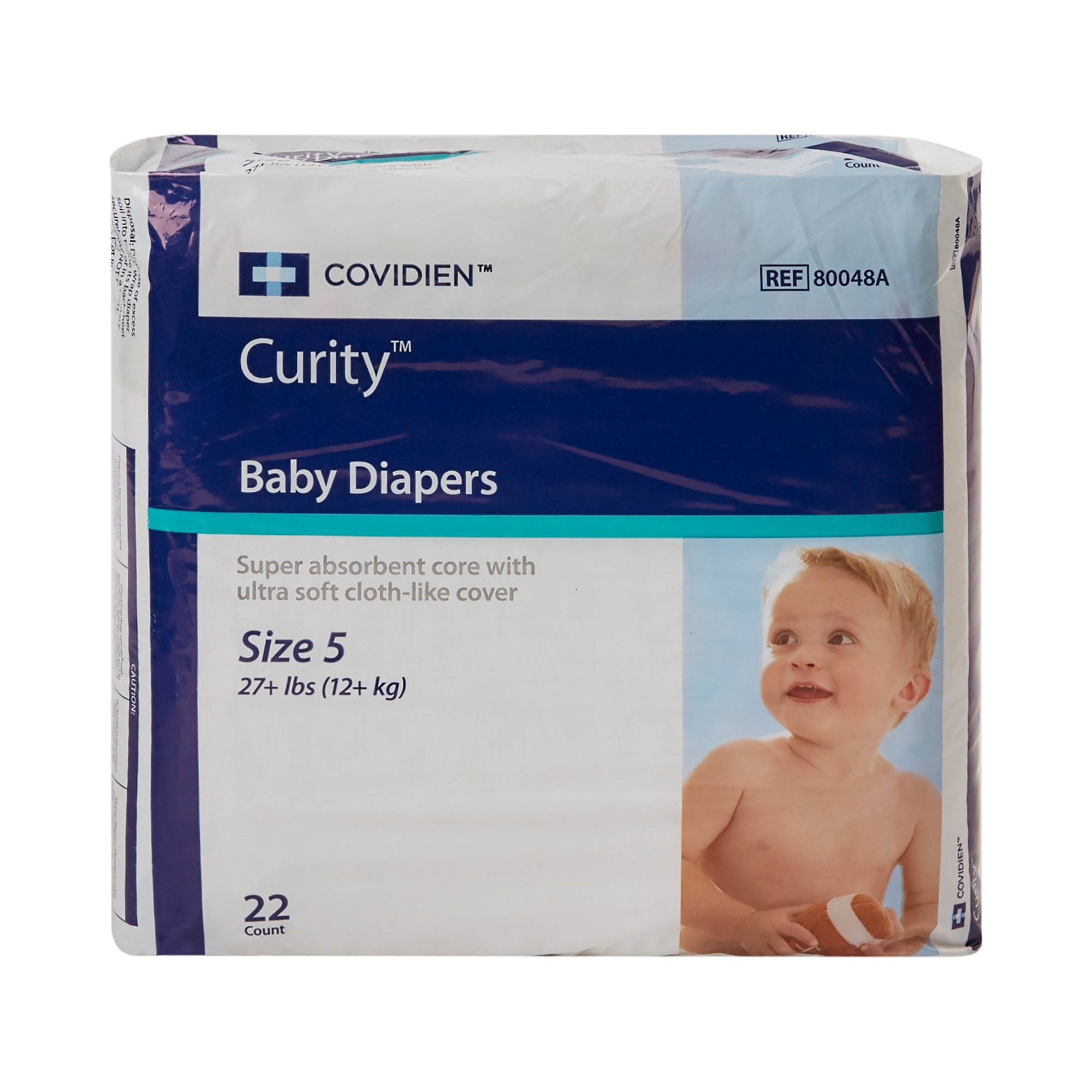 Curity™ Unisex Baby Diapers, Heavy Absorbency, Disposable, Size 5, 27+ lbs - Image 2