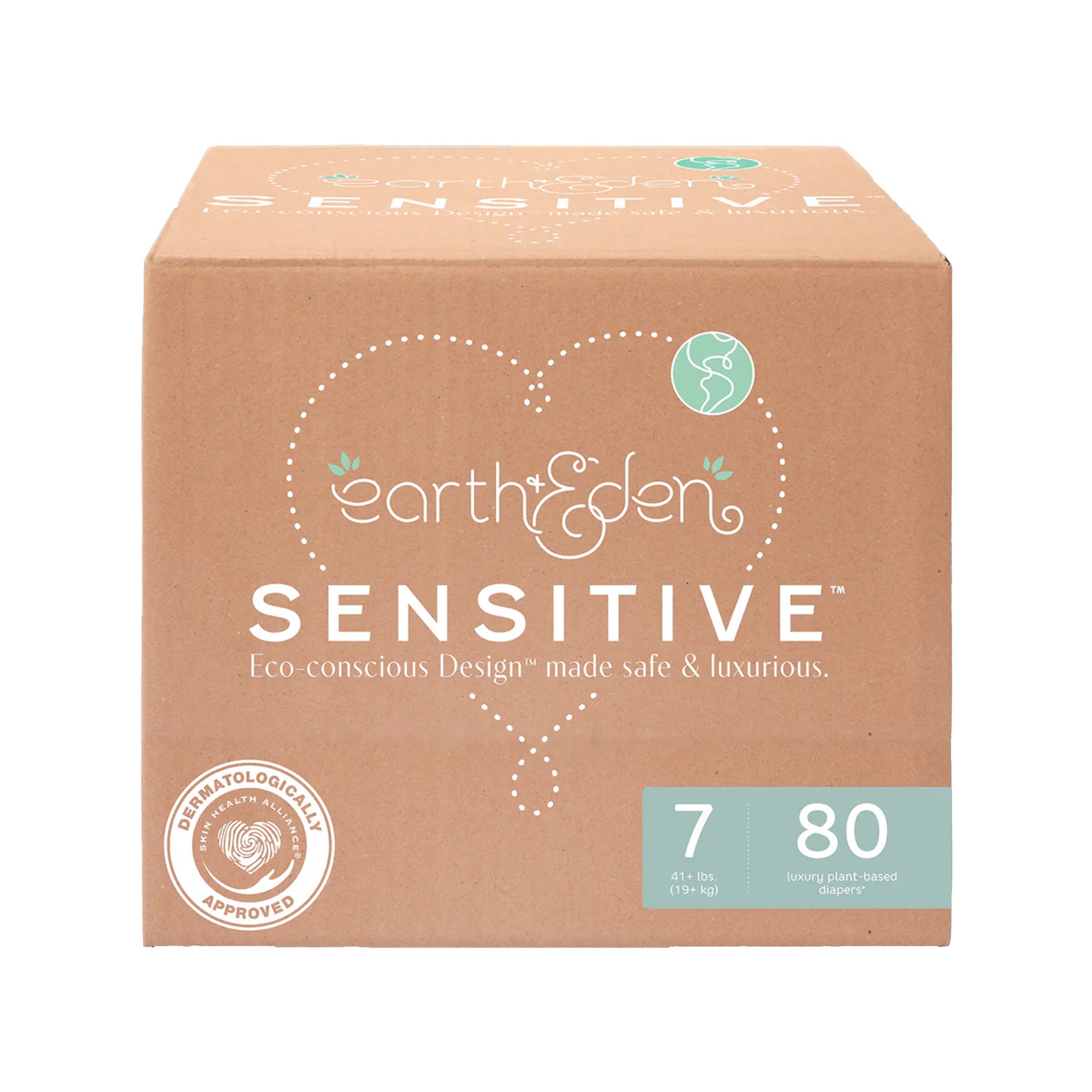 Earth & Eden Sensitive™ Baby Diapers, Size 7 for Babies Weighing 41+ lbs.