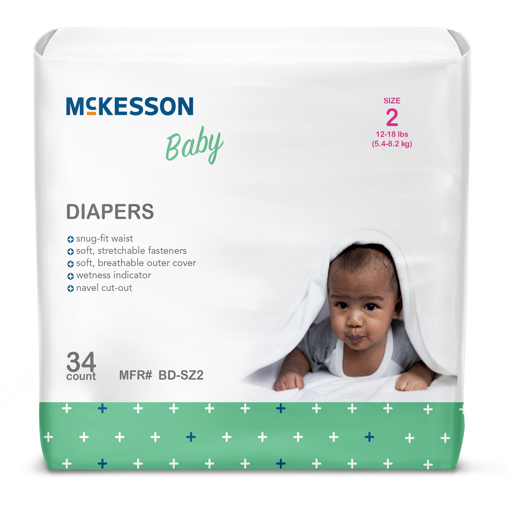 McKesson Baby Diaper, Size 2 for Babies weighing 2 to 18 lbs.