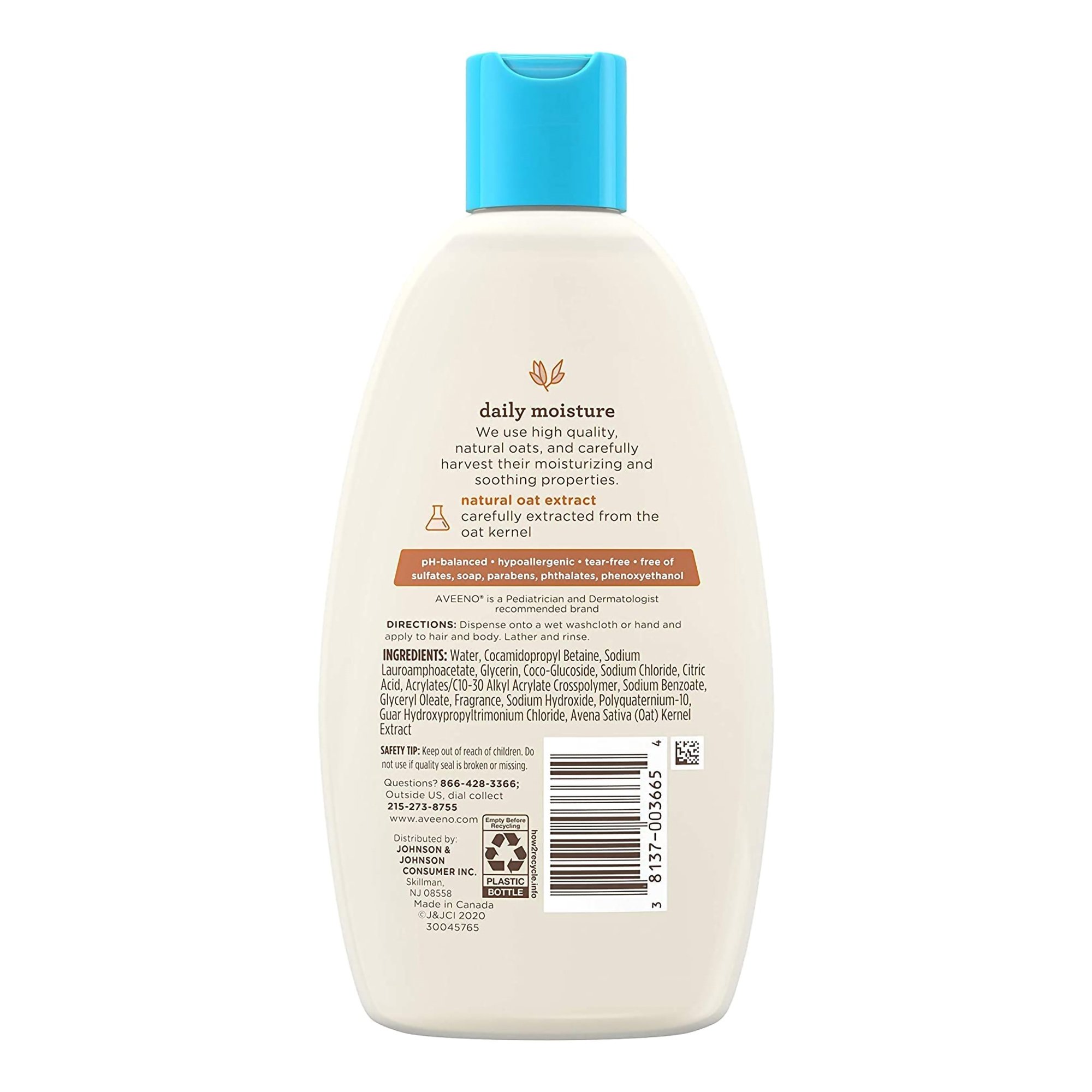 Aveeno® Baby Daily Moisture Wash and Shampoo Lightly Scented, 8-ounce Bottle - Image 2